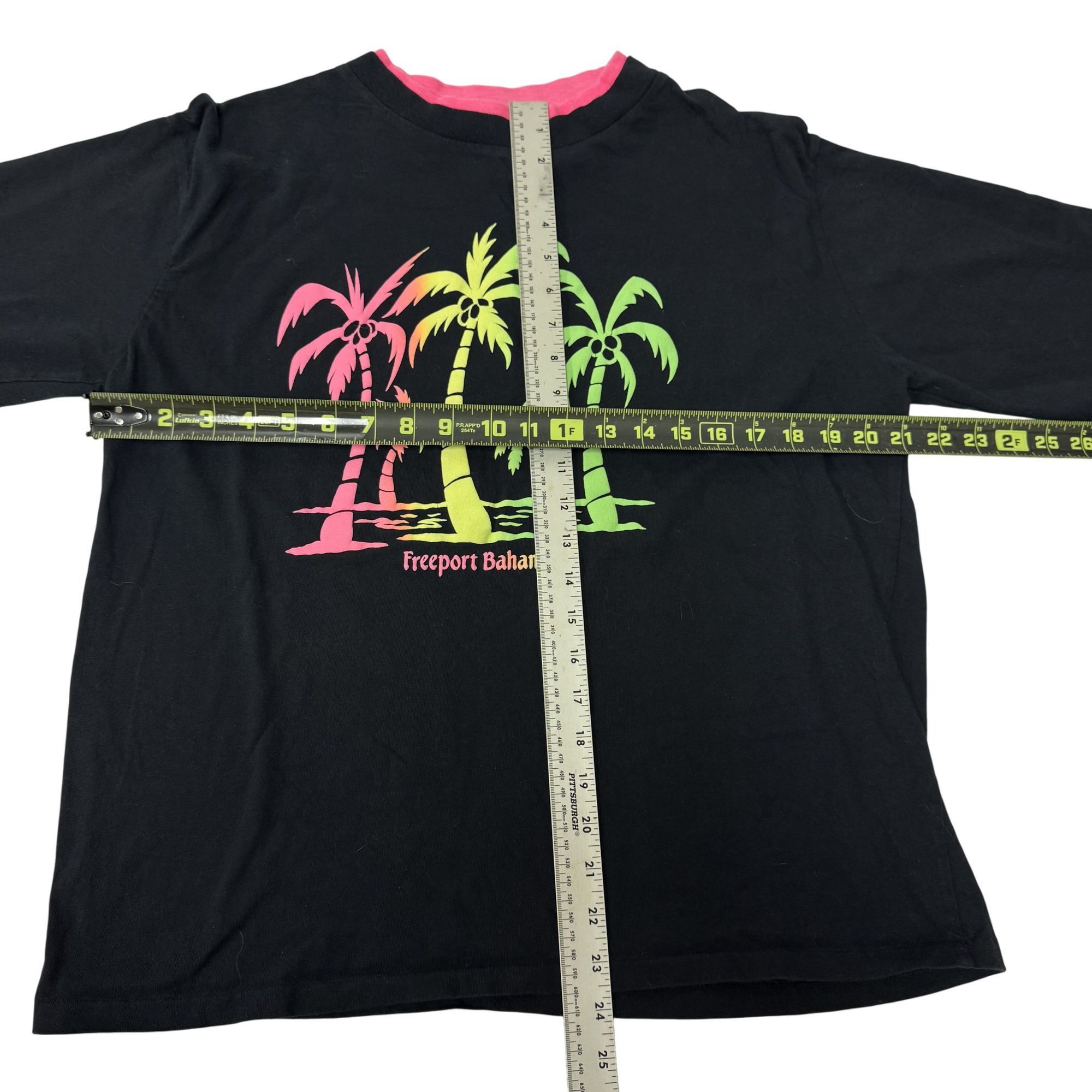 Other Vtg Sun Triangle NEON Painted Palms BAHAMAS RINGER Shirt Size US XL / EU 56 / 4 - 6 Thumbnail