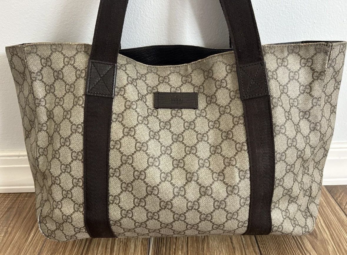 Gucci GUCCI GG Monogram Supreme Tote Bag Handbag Brown Size ONE SIZE - 2 Thumbnail