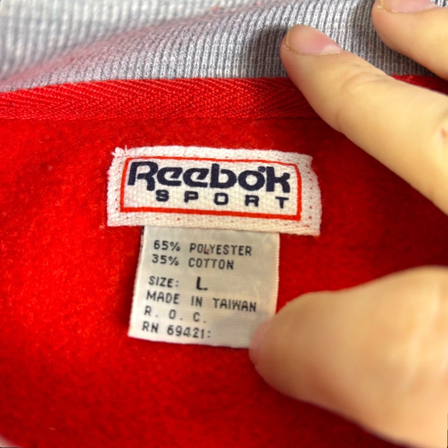 Reebok VINTAGE Reebok Sweatshirt Collared Red Men L Union Jack Logo Sports Blanket? Size US L / EU 52-54 / 3 - 3 Thumbnail
