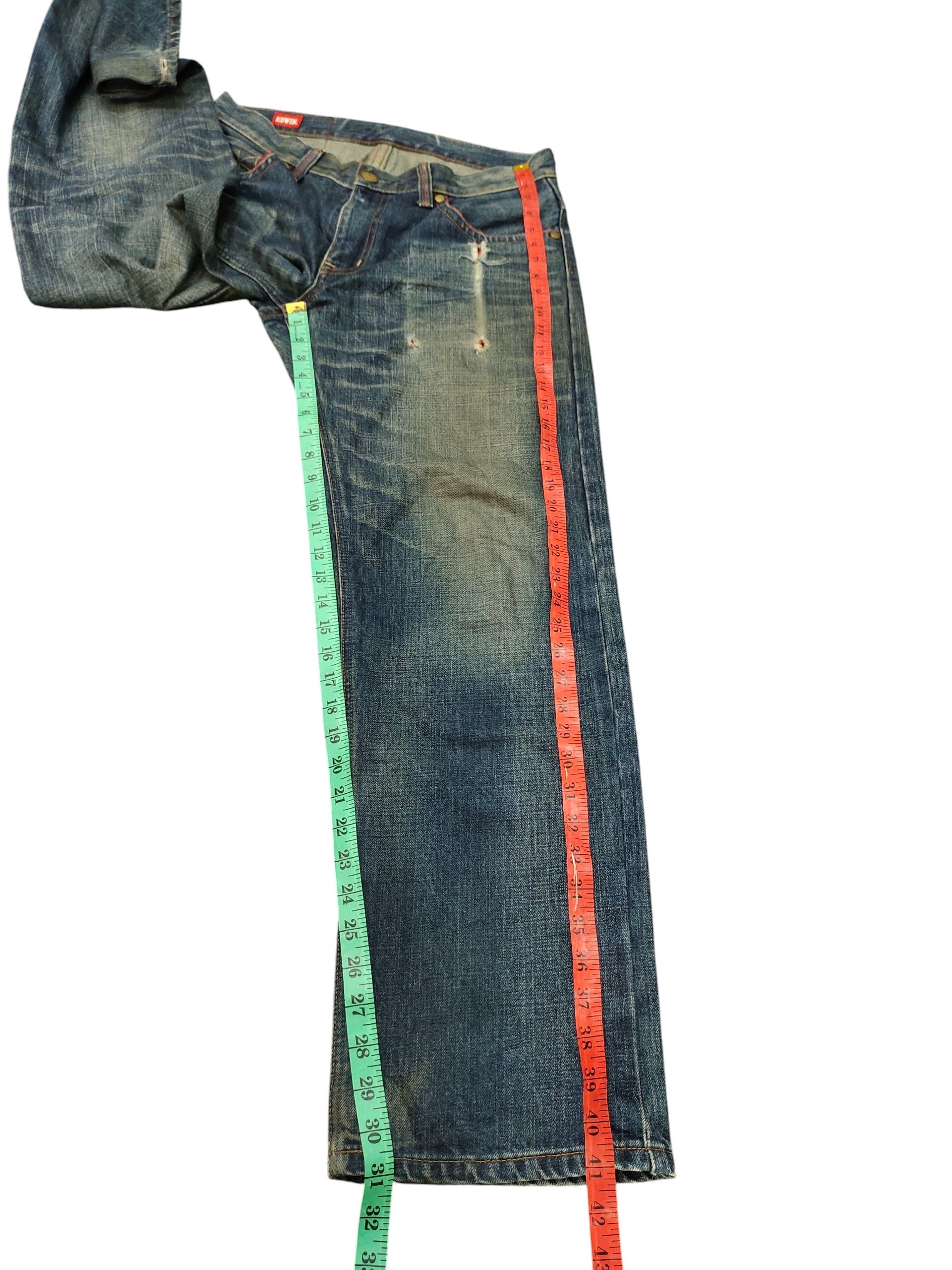 Comme des Garcons × Undercover Vintage Edwin Leather Trim Distress Denim Jeans Size US 33 - 16 Thumbnail