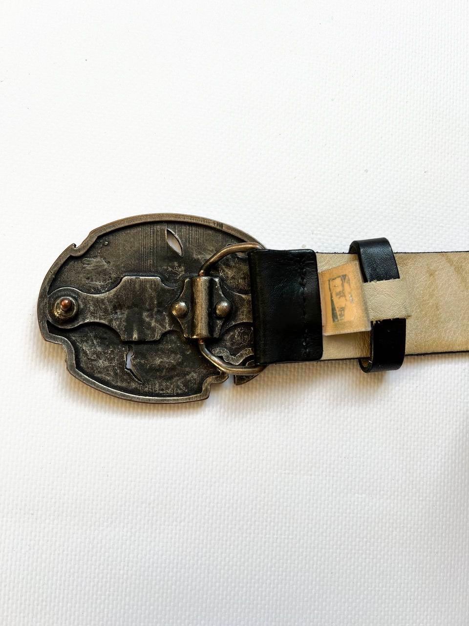 Dior × John Galliano × Vintage Vintage Galliano leather belt by Dior gothic punk big buckle Size ONE SIZE - 6 Thumbnail