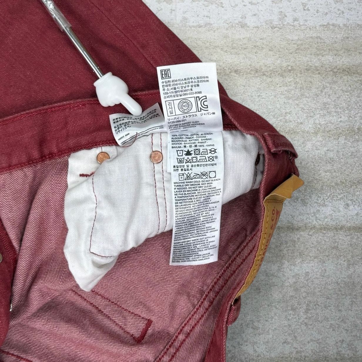 Levi's Vintage Y2K Levis Jeans 501 40x28 Regular Straight Red Wash Size US 40 / EU 56 - 5 Thumbnail