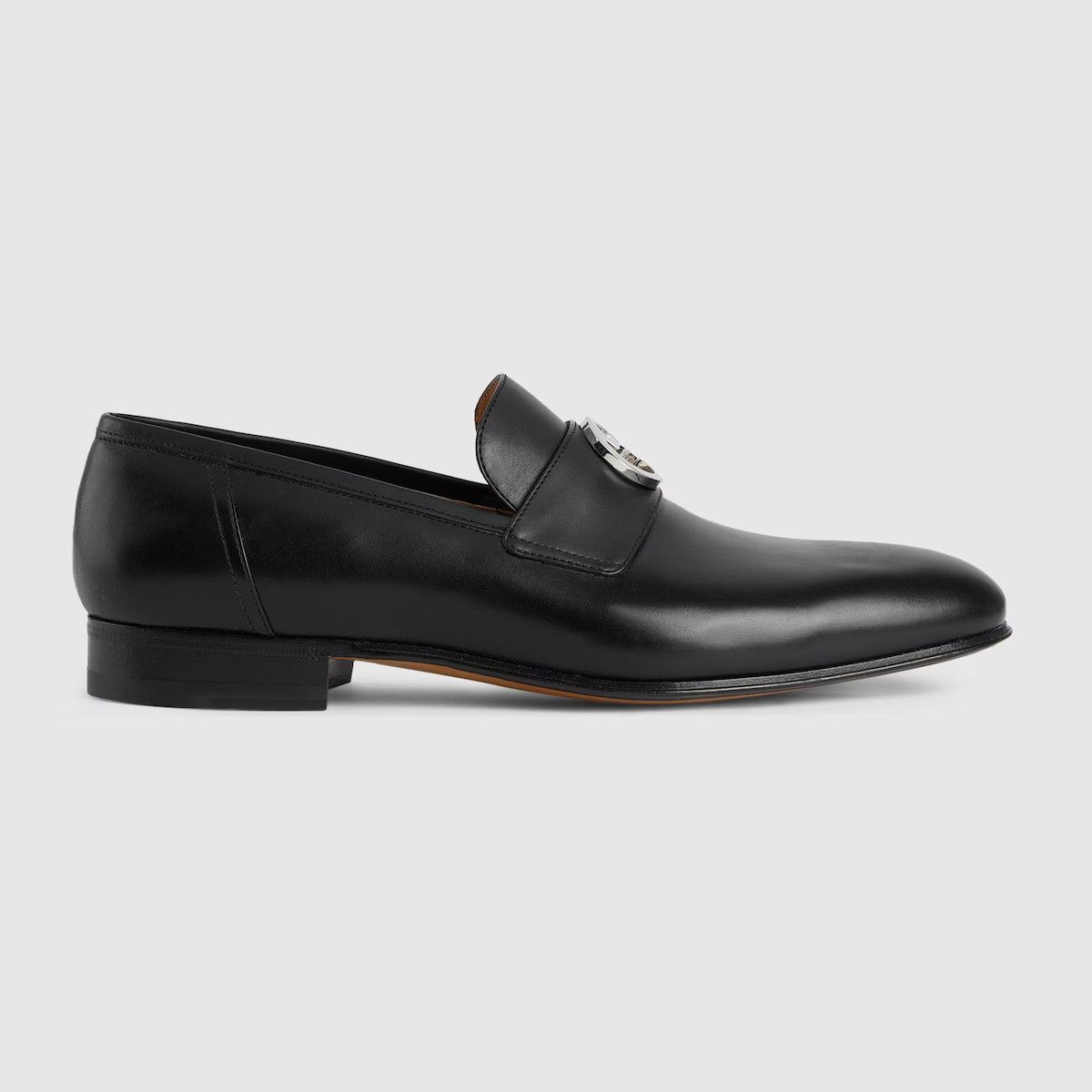 Gucci GUCCI LOAFERS SHOES BUCKLE LEATHER BLACK 673817 17X30