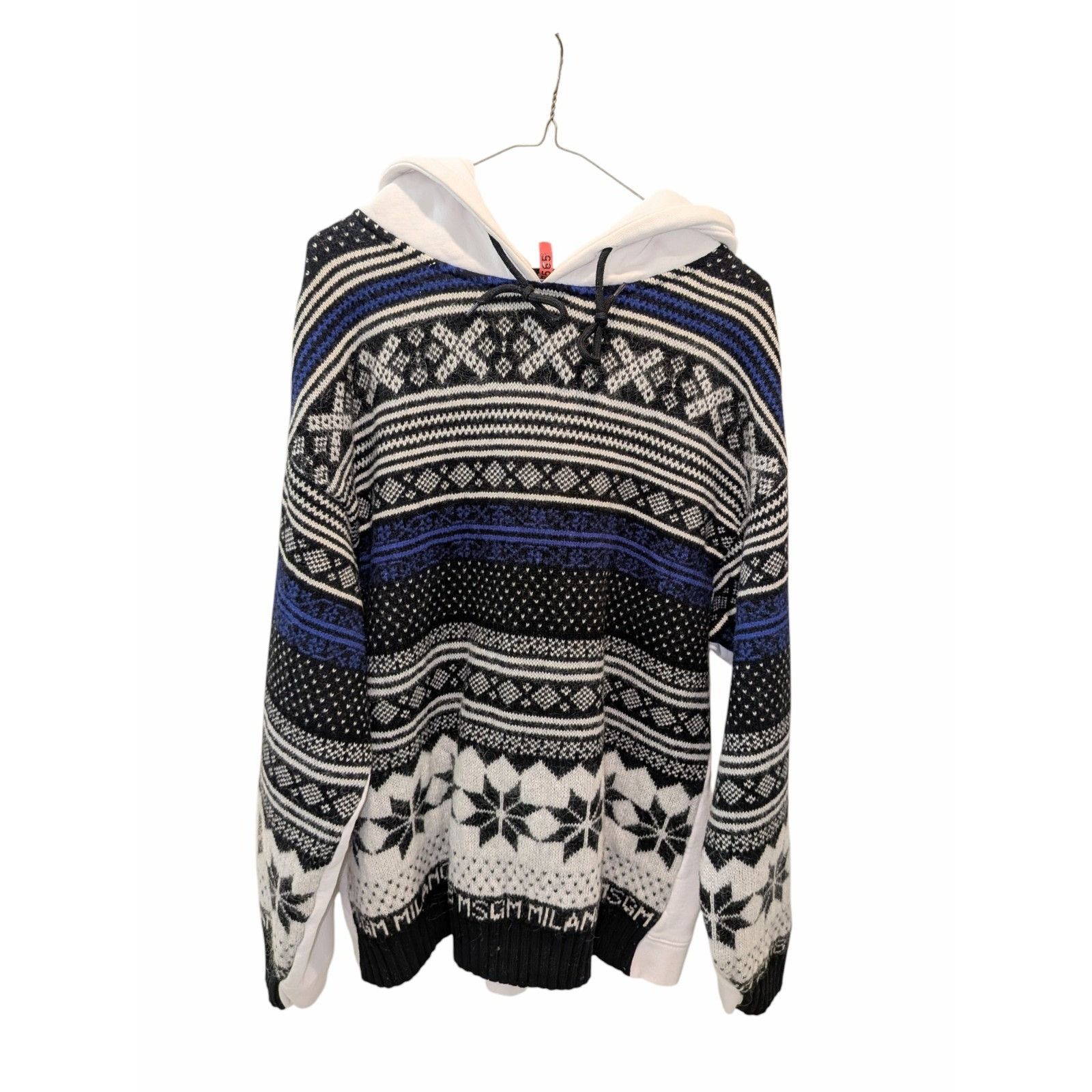 MSGM MSGM Milano 2018 Fair Isle XL Mixed Media Sweater Hoodie Size US XL / EU 56 / 4 - 2 Thumbnail
