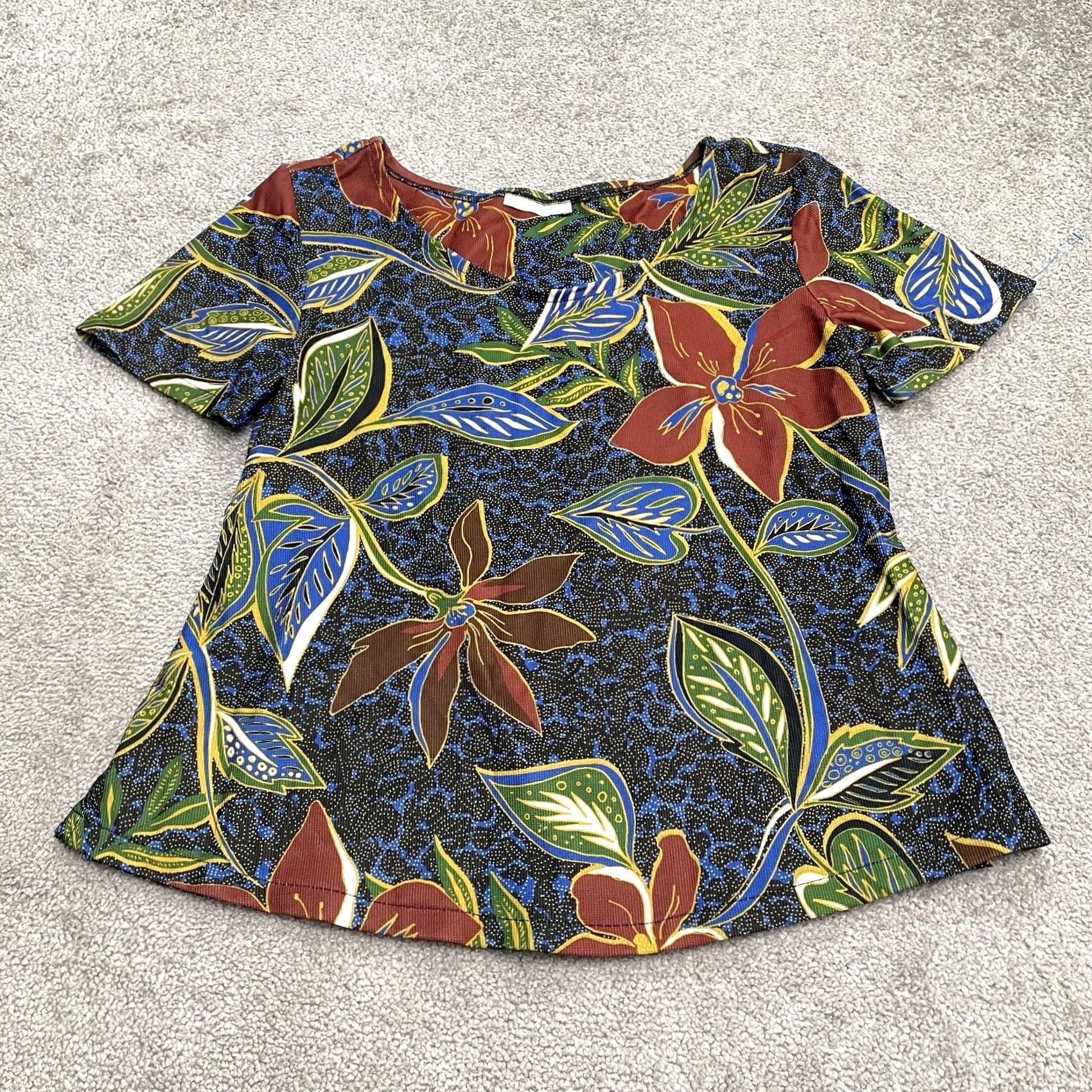 Zara Zara Blouse Womens Medium Multicolor Floral Round Neck Short Sleeve Casual Bohemian Tropical Regular Shopwear 60s? Size M / US 6-8 / IT 42-44 - 2 Thumbnail