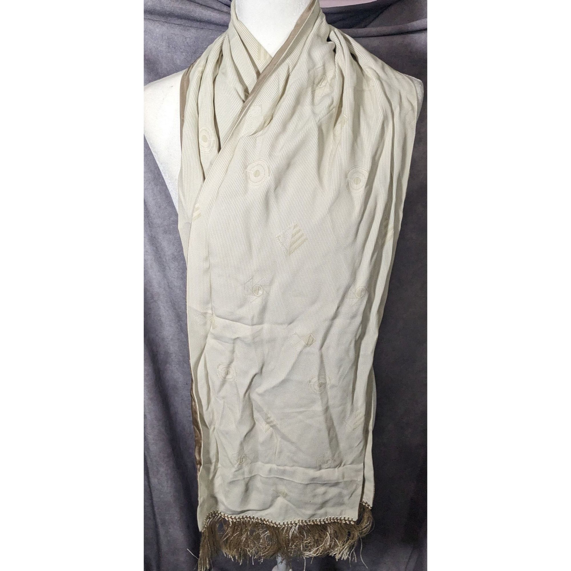 Other Vintage Donna Livingstone Silk Beige Geometric Textured Scar Size ONE SIZE - 11 Thumbnail