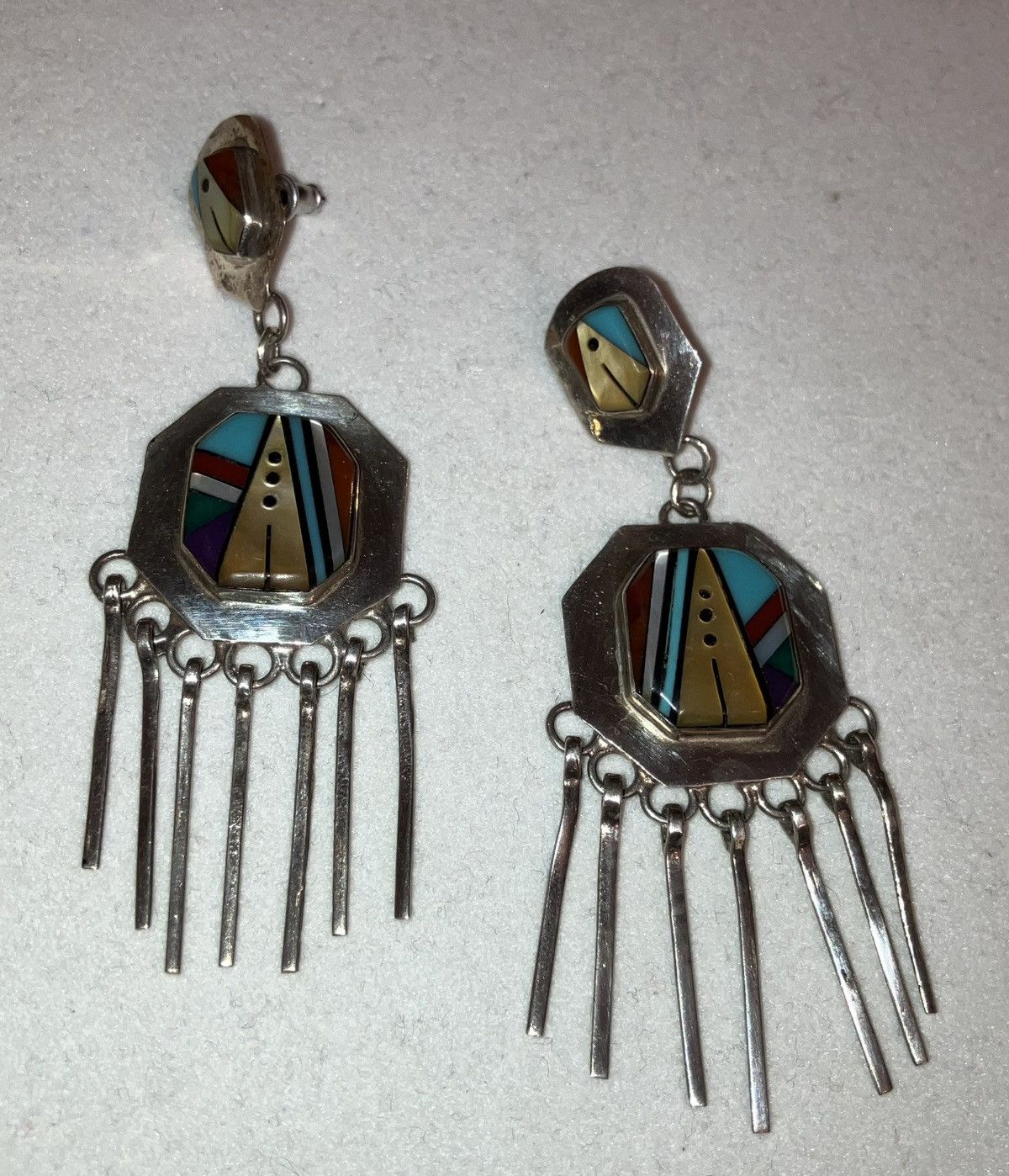 Other Stunning Vintage Zuni Native Sterling Chandelier Earrings Size ONE SIZE - 2 Thumbnail