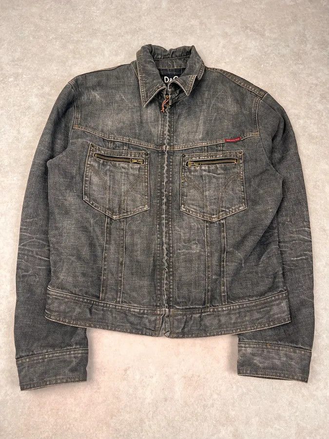 Dolce & Gabbana AW2003 Dolce & Gabbana Grey Raw Denim Jacket Size US L / EU 52-54 / 3 - 4 Thumbnail