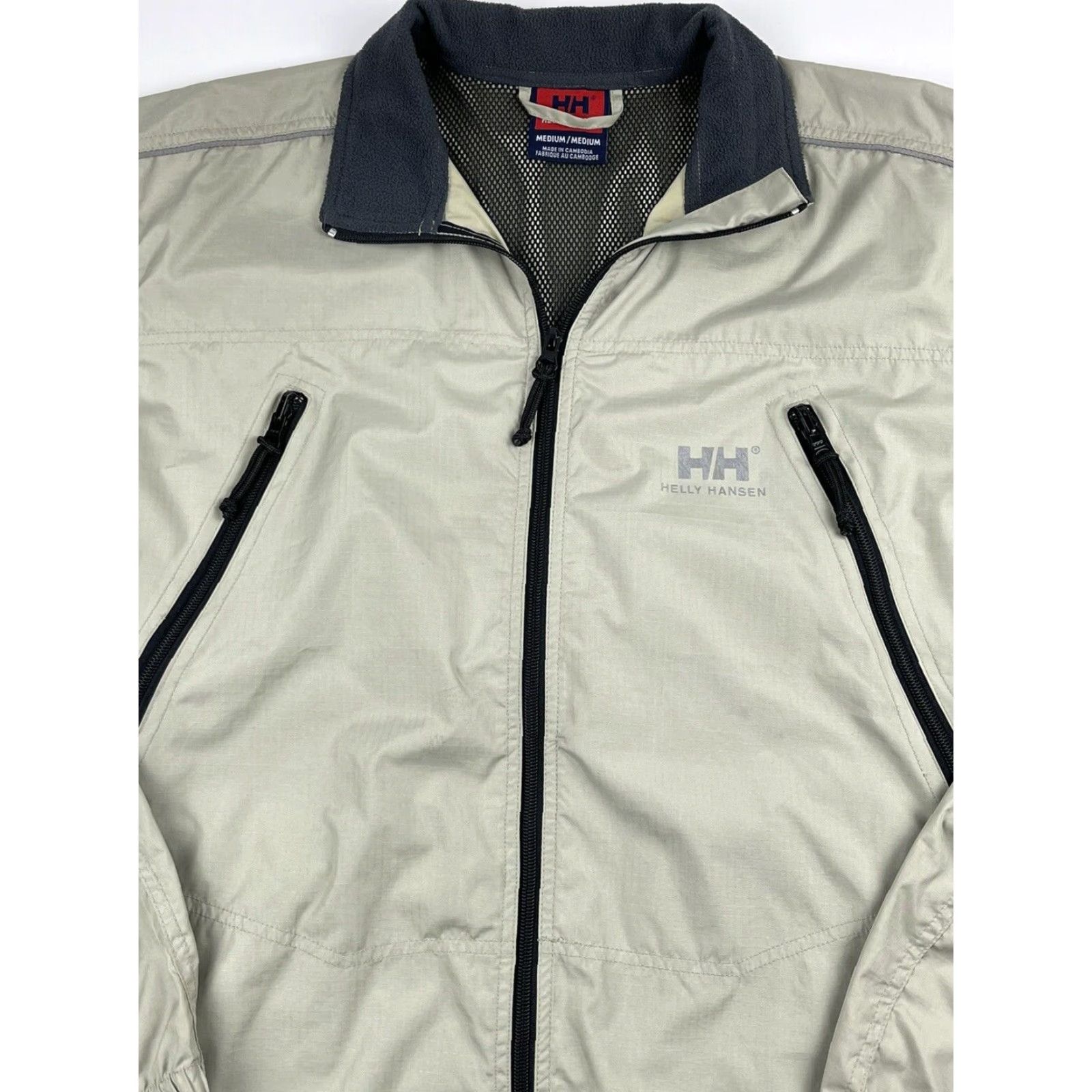 Helly Hansen VINTAGE Helly Hansen Windbreaker Jacket Full Zip M Men Beige Blue Logo Casual Spring Winter Summer Fall Outdoor Yachting Jacket Mens Size US M / EU 48-50 / 2 - 2 Thumbnail