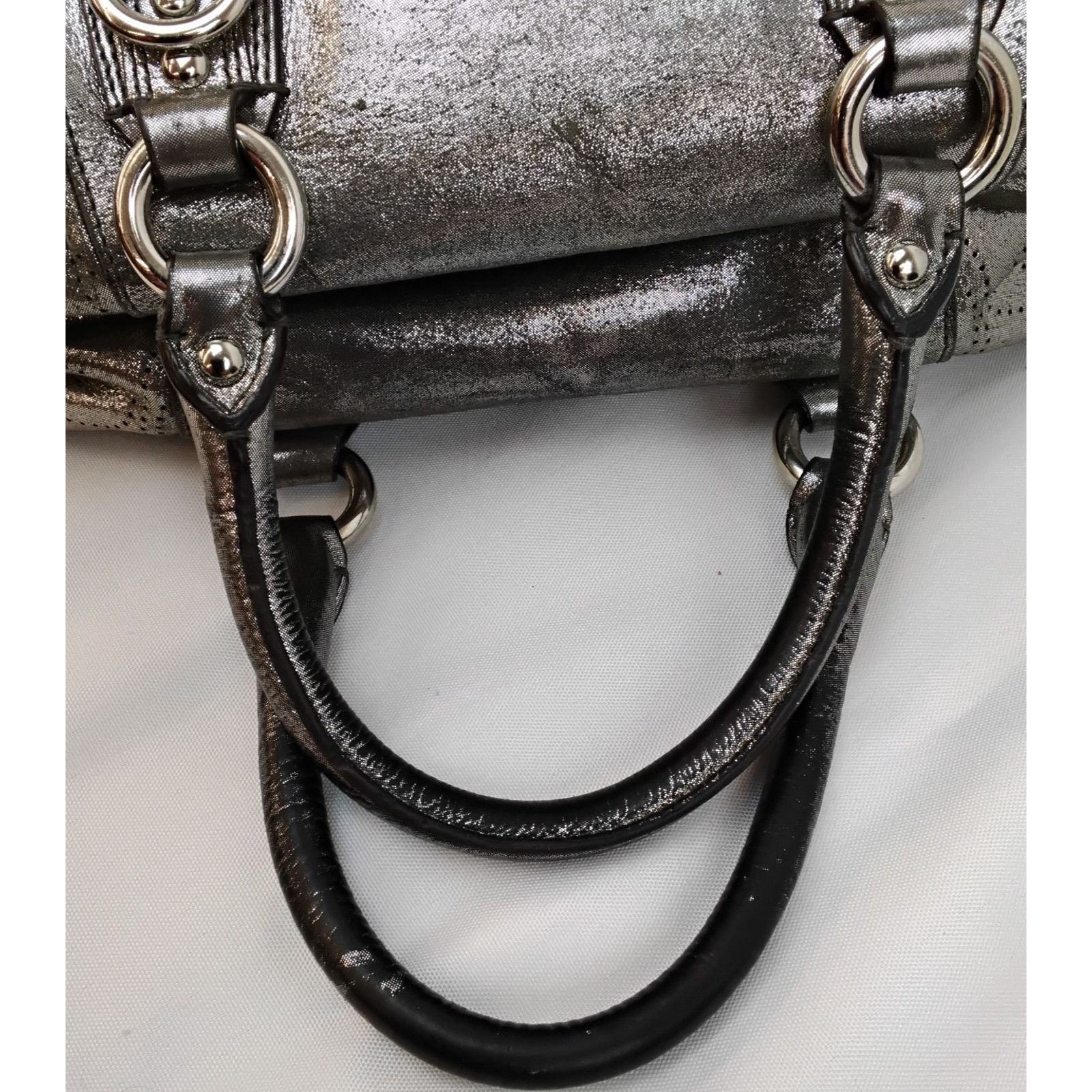 Coach Coach Ashley Satchel Purse Silver Perforated Leather 2000s Size ONE SIZE - 12 Thumbnail