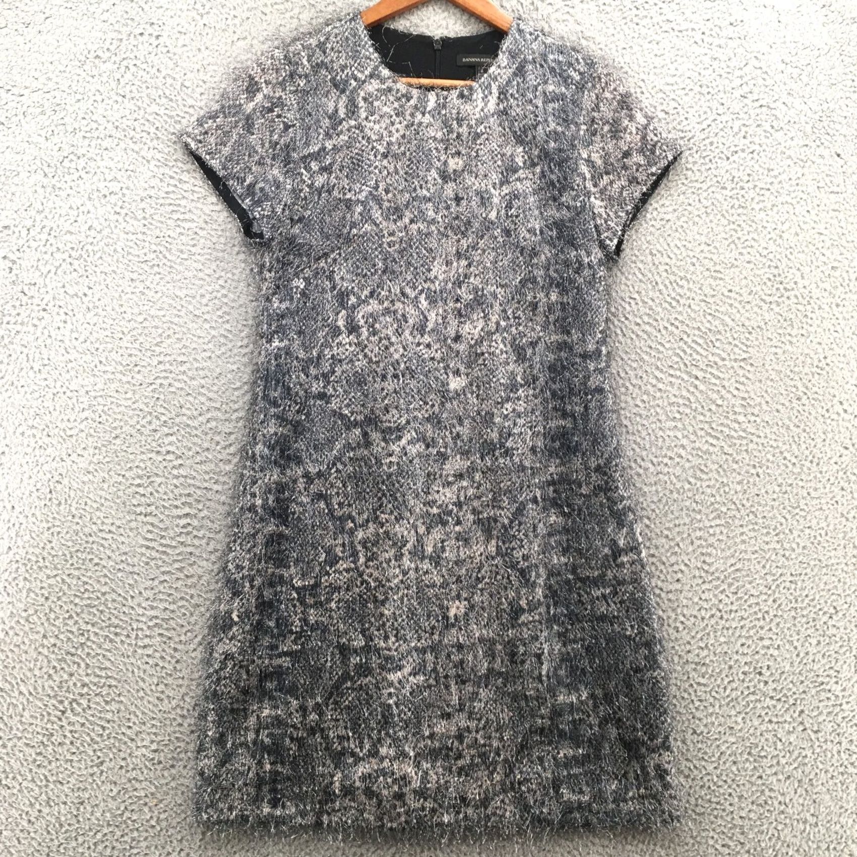 Banana Republic Banana Republic Shift Dress Womens 2 Snakeskin Print Zip Back Cap Sleeve Fringe Dress Shirt/Shift Size XS / US 0-2 / IT 36-38 - 2 Thumbnail