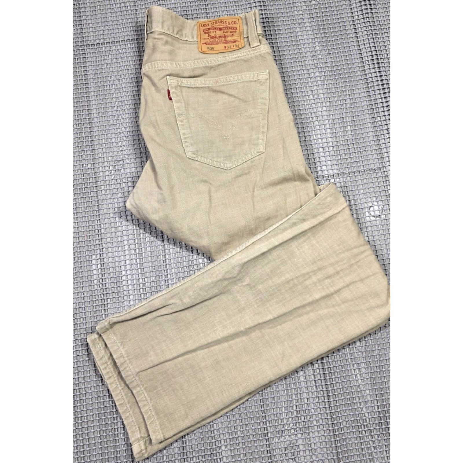 Levi's VINTAGE Levi's 505 Jeans Mens 33x34 Beige Regular Fit Distressed Skater 90s USA Classic Levi's 500 Series Jeans Mens Size US 33 - 2 Thumbnail