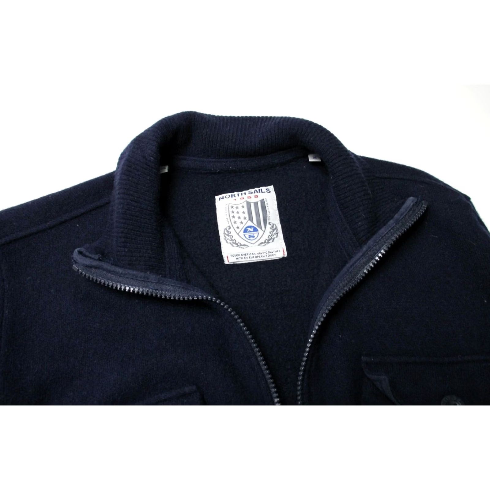 Vintage NORTH SAILS Sweatshirt Men's MEDIUM Full Zip Wool Blend High Neck Pockets Blue Size US M / EU 48-50 / 2 - 4 Thumbnail