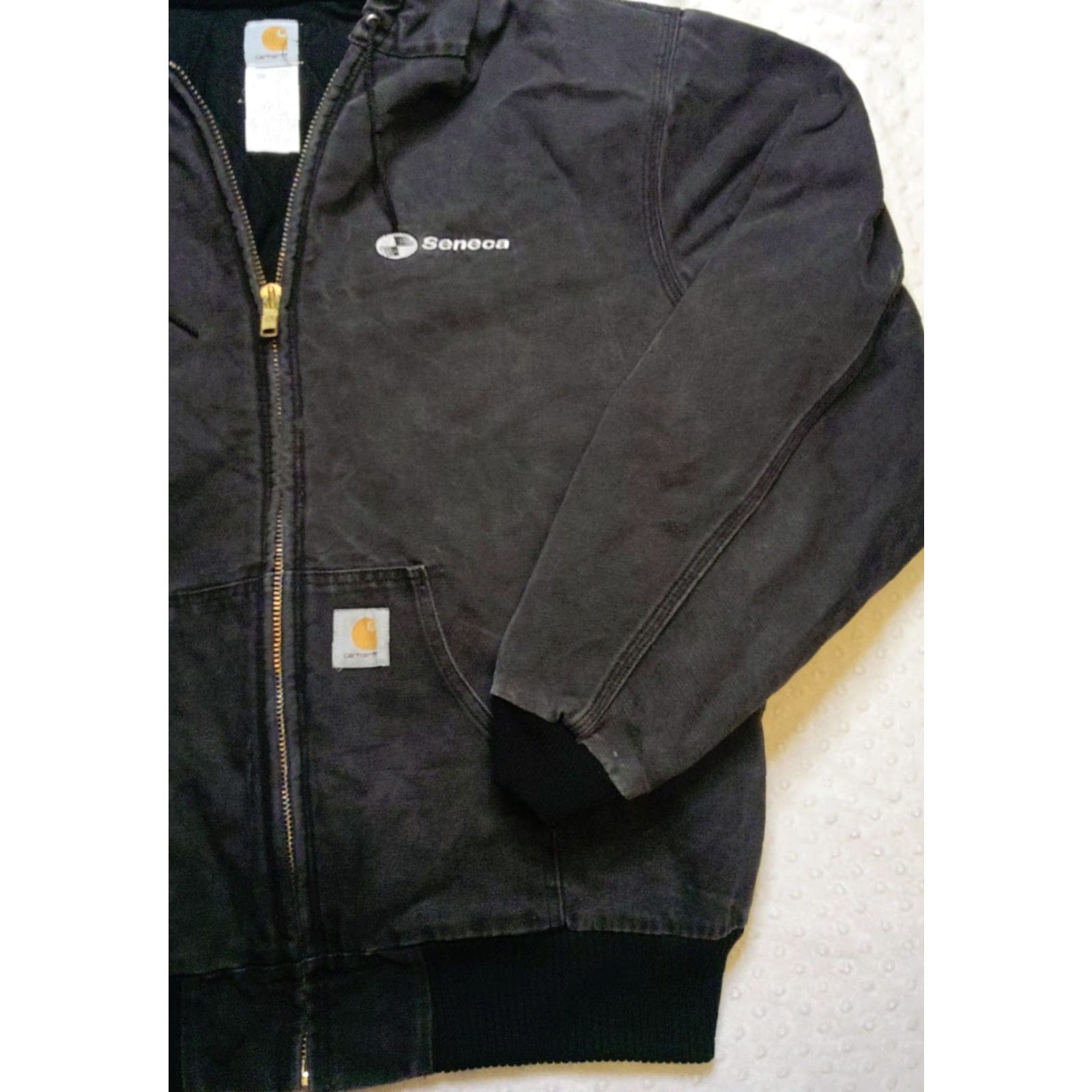 Carhartt VINTAGE Carhartt Jacket Mens 3XLT Black Hooded Full Zip Duck Active Lined USA Bomber Jacket Size US XXL / EU 58 / 5 - 2 Thumbnail