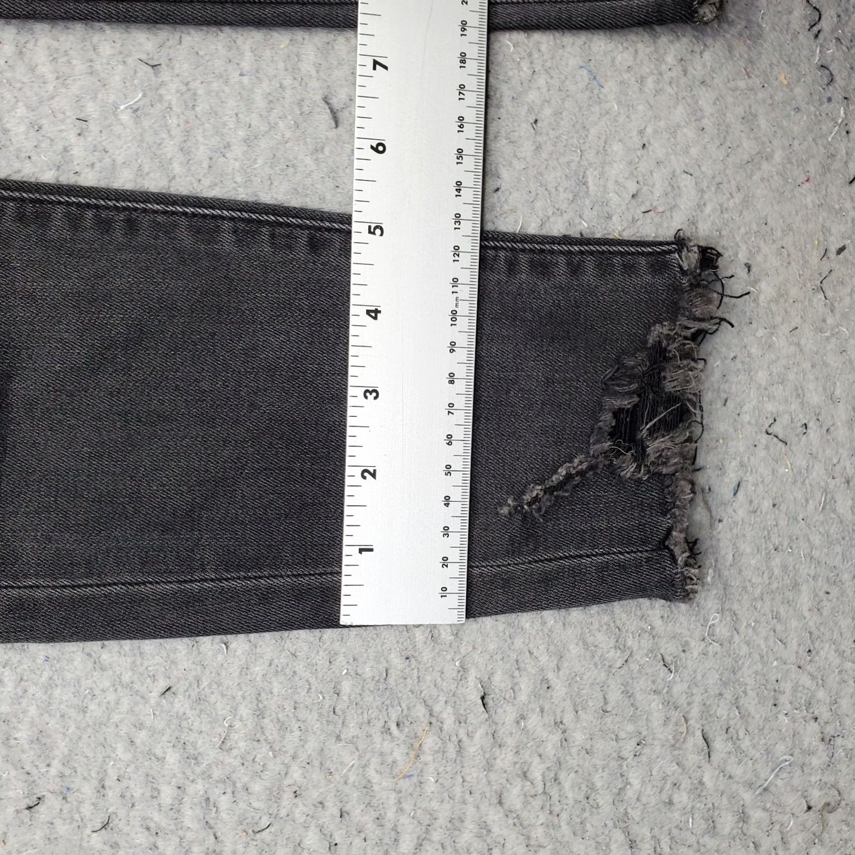 Vintage Flying Monkey Jeans Womens 24 Gray Denim Distressed Comfort Skinny Leg Raw Hem Jeans Size 42" / US 20 - 5 Thumbnail