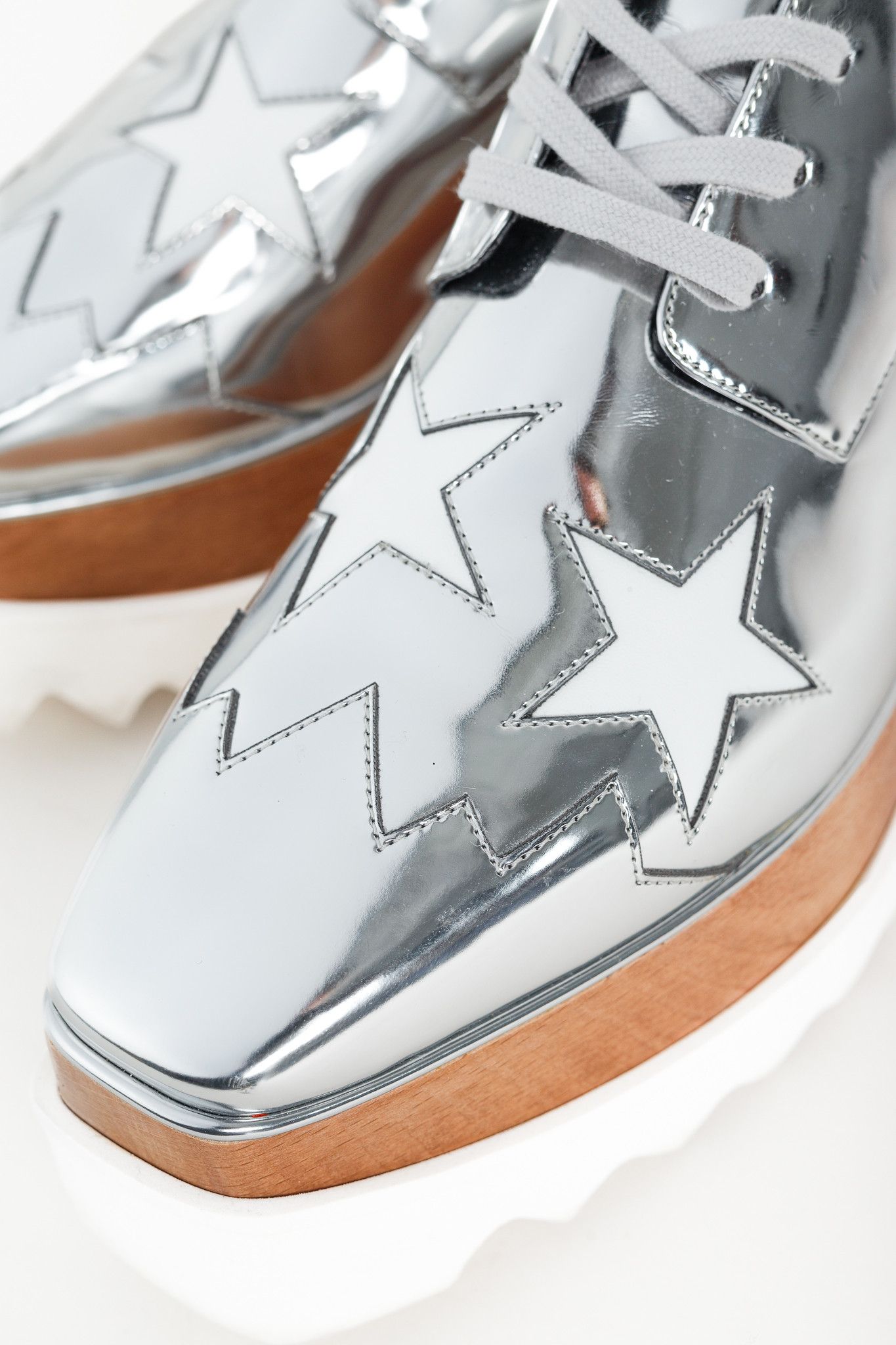 Stella McCartney Stella McCartney Elyse Star Vegan-Leather Lace-Up Platforms Size US 7.5 / IT 37.5 - 7 Thumbnail