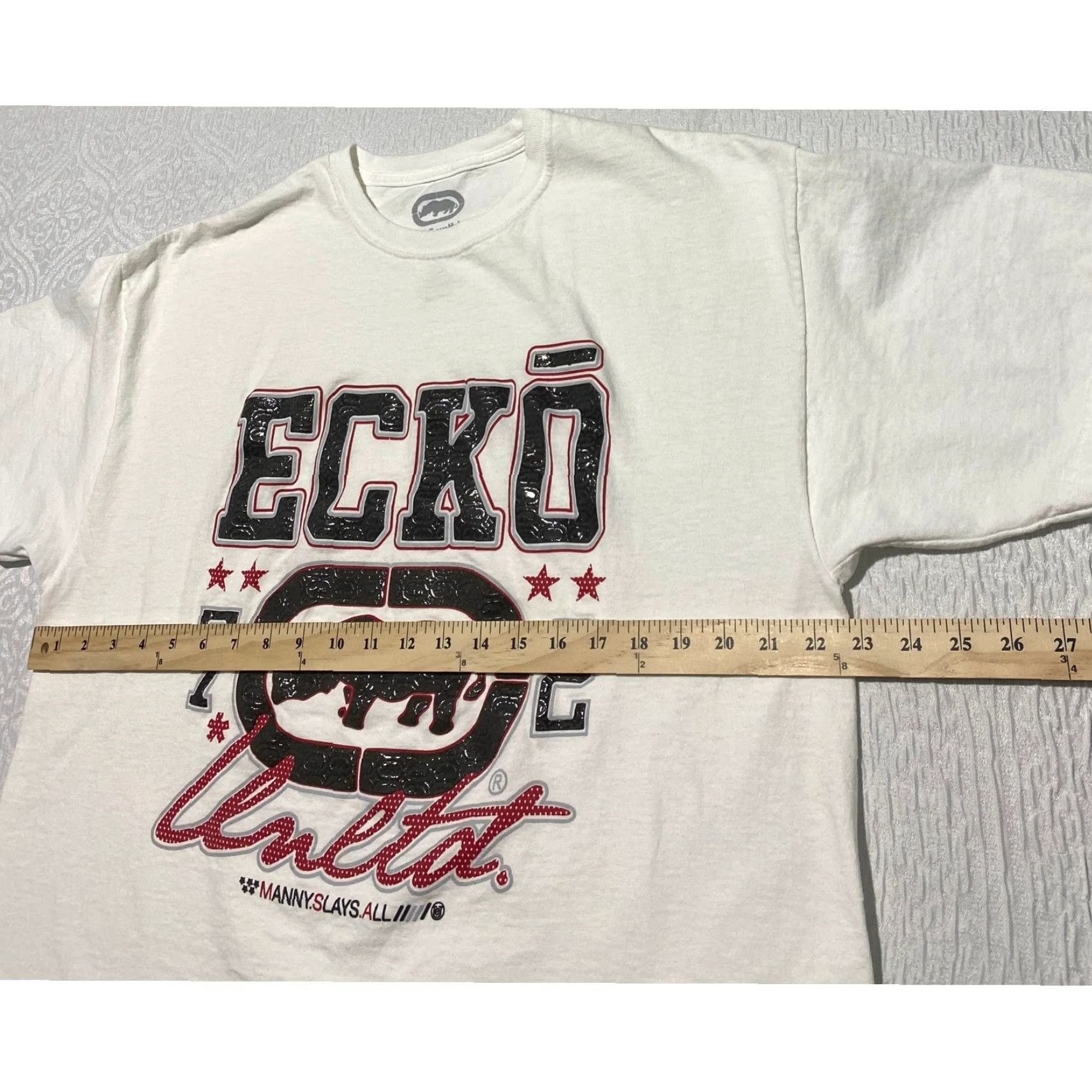 Ecko Unltd. VINTAGE Ecko Unltd Mens XL White Graphic T-Shirt Rhino Manny Slays All Y2K Streetwear Size US XL / EU 56 / 4 - 5 Thumbnail