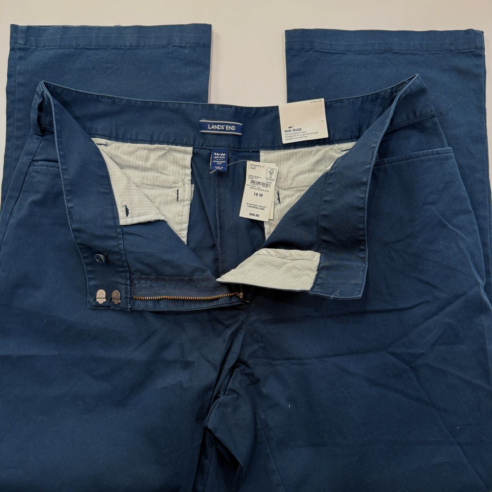 Lands' End Lands' End Mid Rise Straight Leg Chino | 16W | Marine Navy Size 38" / US 16 / IT 52 - 4 Thumbnail