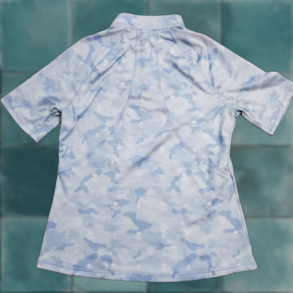 G/FORE G/Fore Skull Icon Camo Quarter Zip Top Women S Ice Blue Tech Jersey Golf Shirt Size S / US 4 / IT 40 - 1 Thumbnail