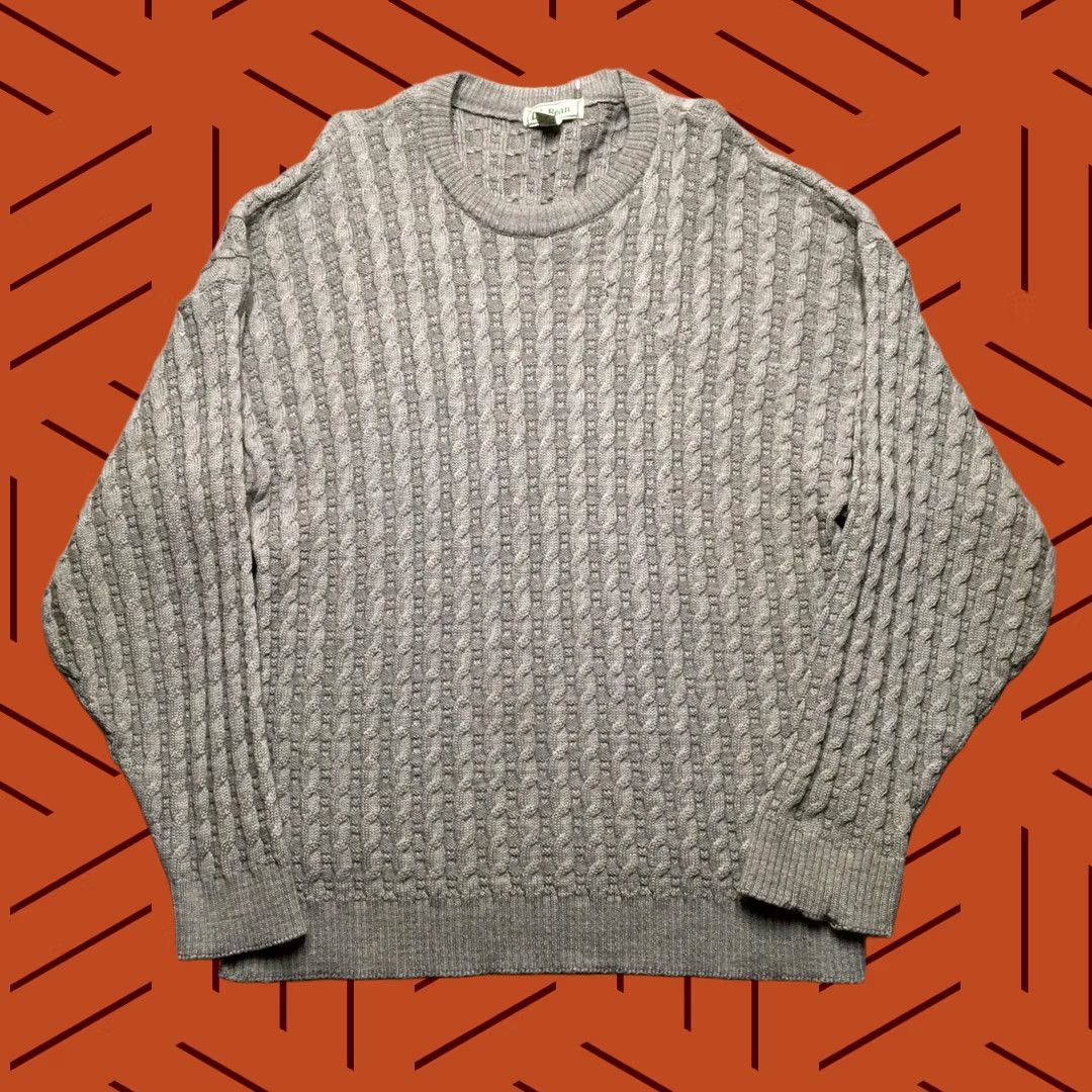 Vintage VINTAGE L.L.Bean Sweater Mens L Gray Cable Knit Worsted Wool Fisherman Ireland Size US L / EU 52-54 / 3 - 1 Thumbnail