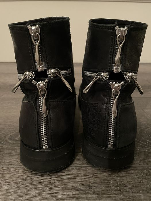 Japanese Brand 14th Addiction AW19 Blistered Cross Zip Boots | Grailed