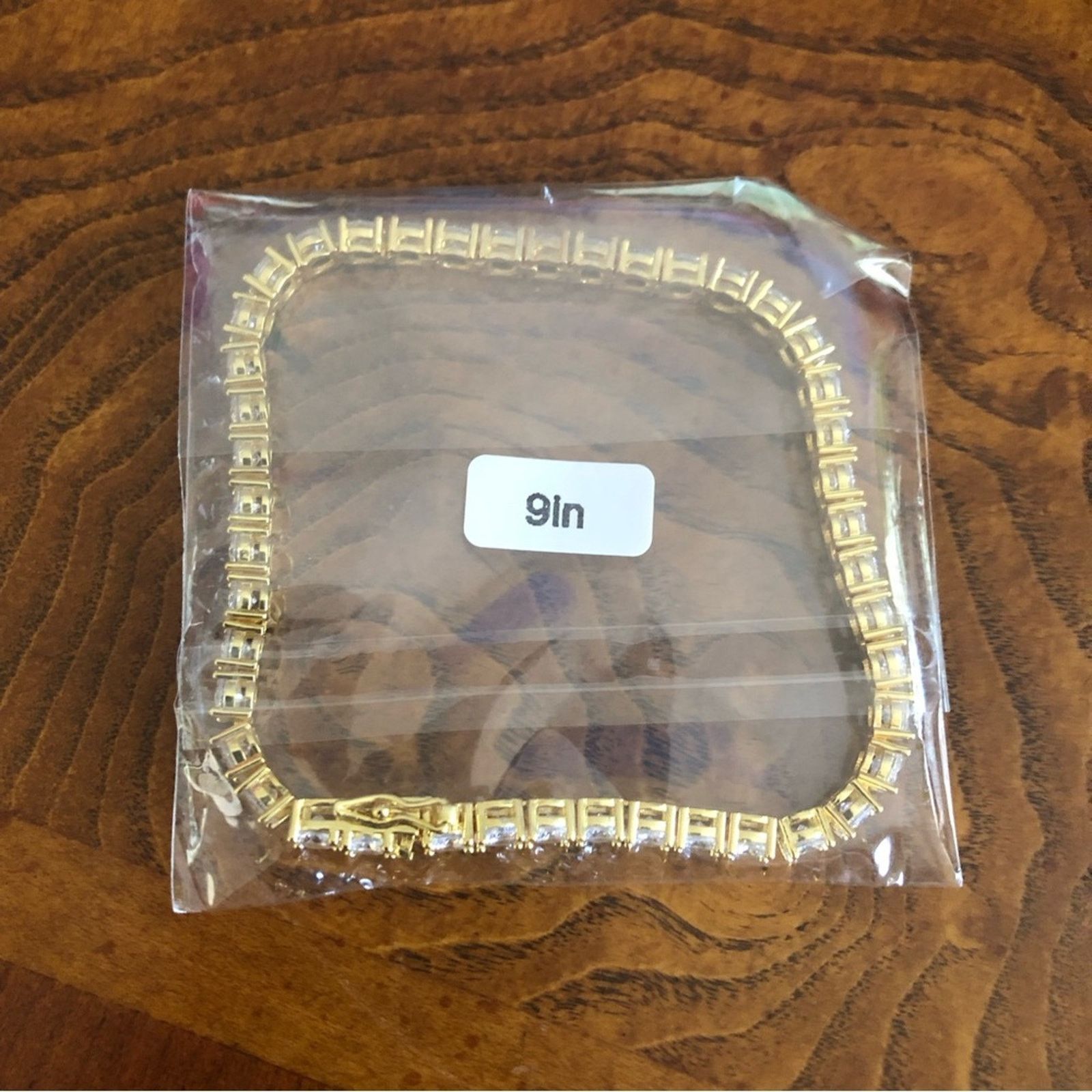 Jewelry Men’s 5mm round cubic zirconia 14k gold plated bracelet 9” Size ONE SIZE - 13 Thumbnail