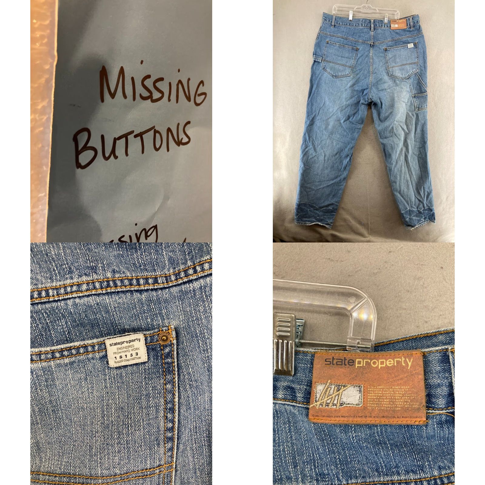 Vintage STATE PROPERTY Jeans 42 90s Vintage Relaxed Wide-Leg Denim Jeans Men 42 Blue 5-Pocket 90s Theme Mens Size US 42 / EU 58 - 8 Thumbnail