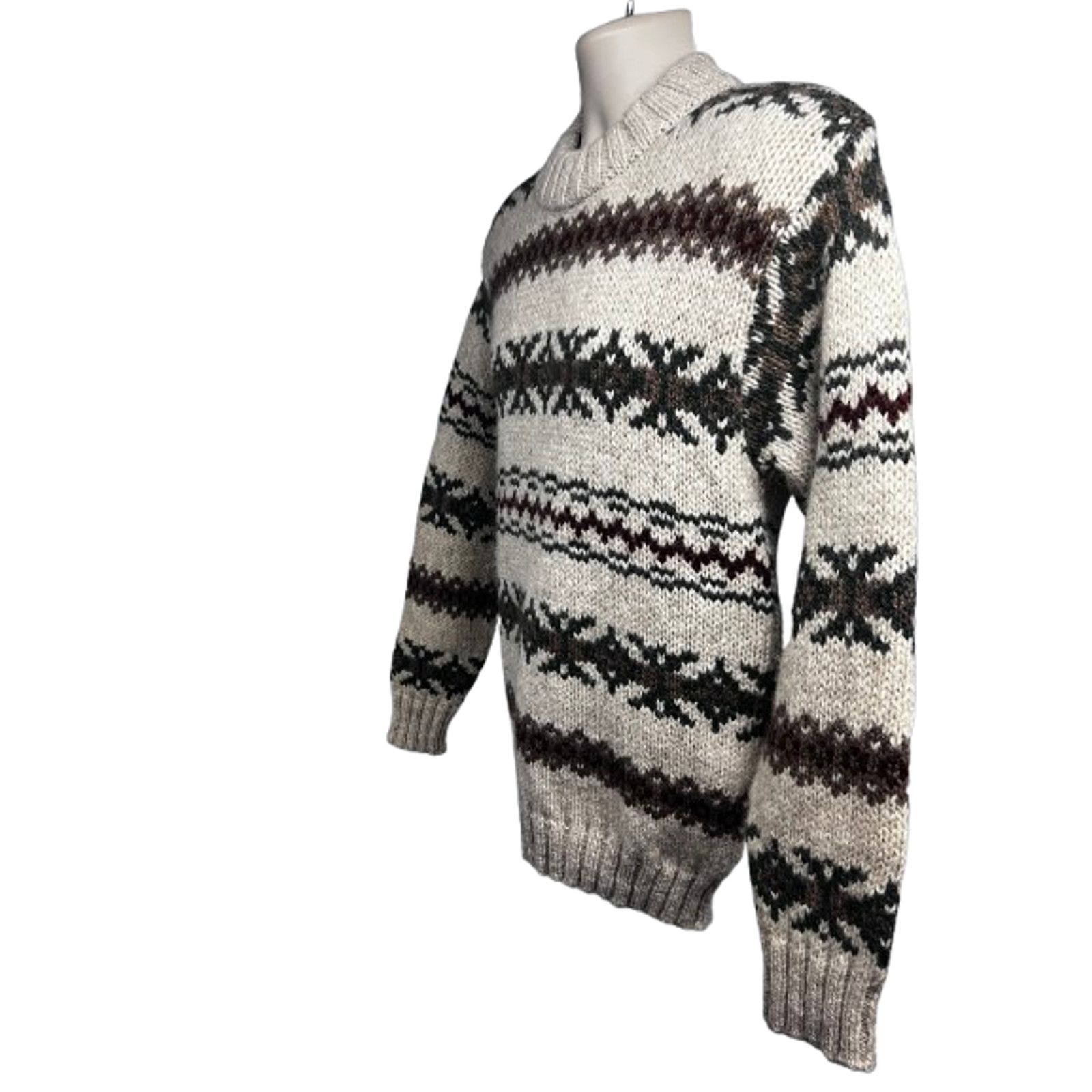 Vintage Vintage UK Pure Wool Fair Isle Fisherman Sweater Small Size US S / EU 44-46 / 1 - 2 Thumbnail
