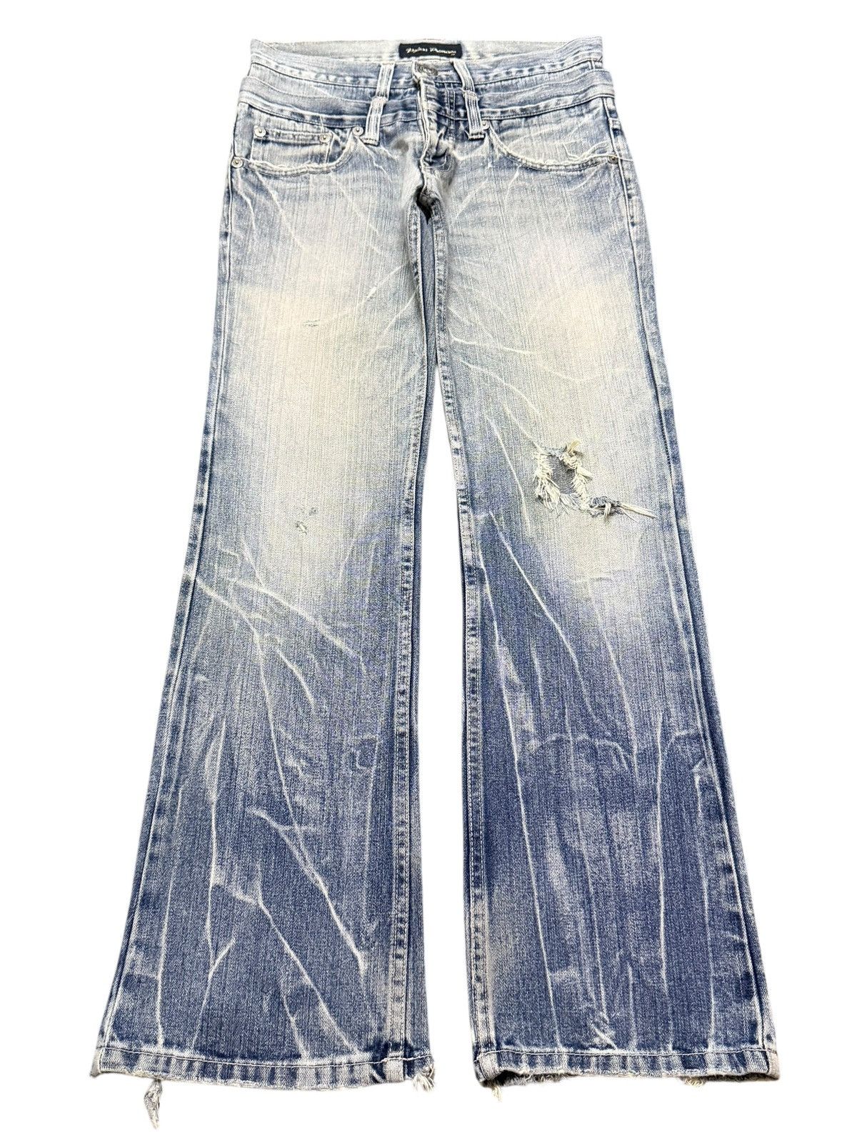 If Six Was Nine Vintage Japan Nylaus Faded Lighting Thunder Wash Wide Leg Size US 31 - 1 Thumbnail