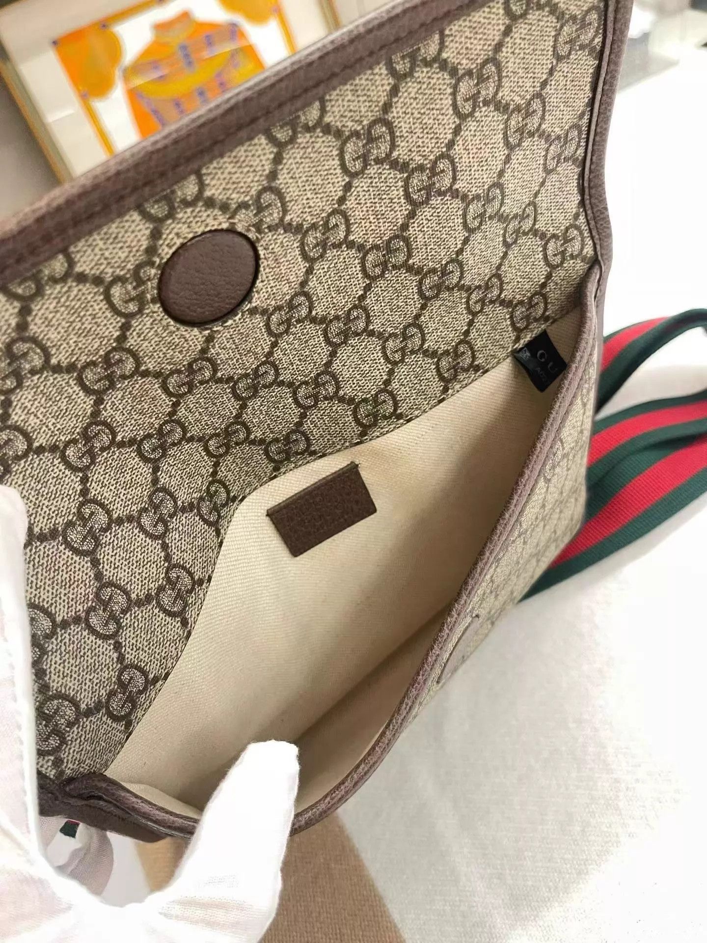 Gucci Gucci GG Monogram Belt Bag Red/Green Strap Classic Size ONE SIZE - 7 Thumbnail