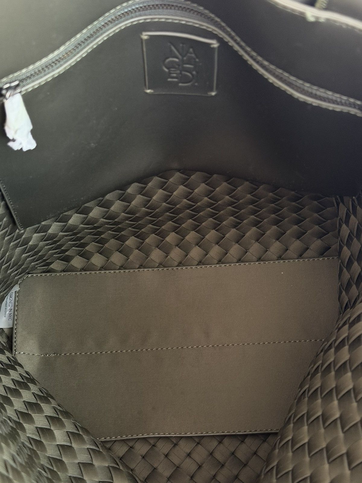 Naghedi Olive Woven Shopper Tote Bag