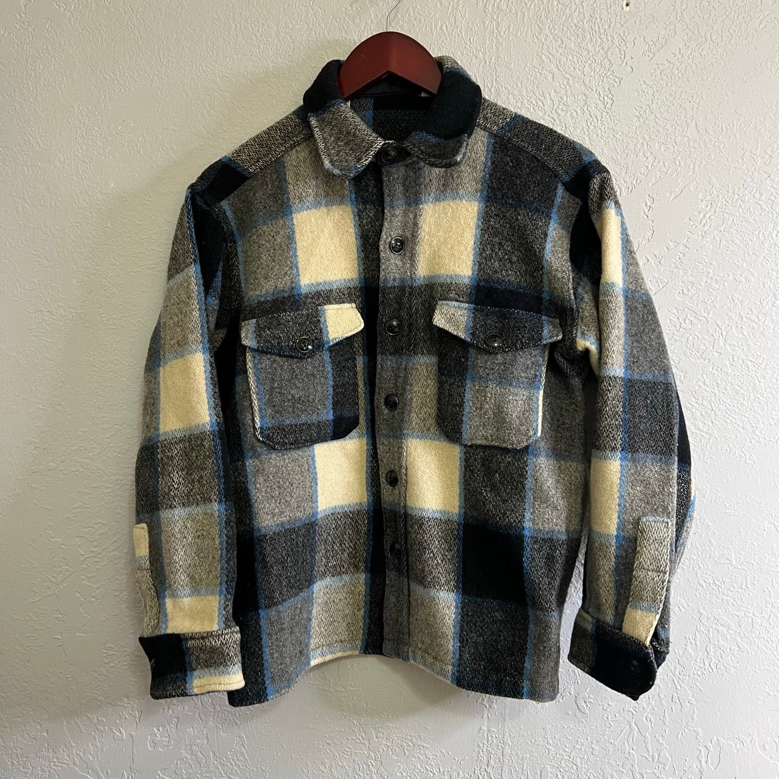 Vintage Woolrich Wool Plaid 70s Shirt Jacket Lined USA L
