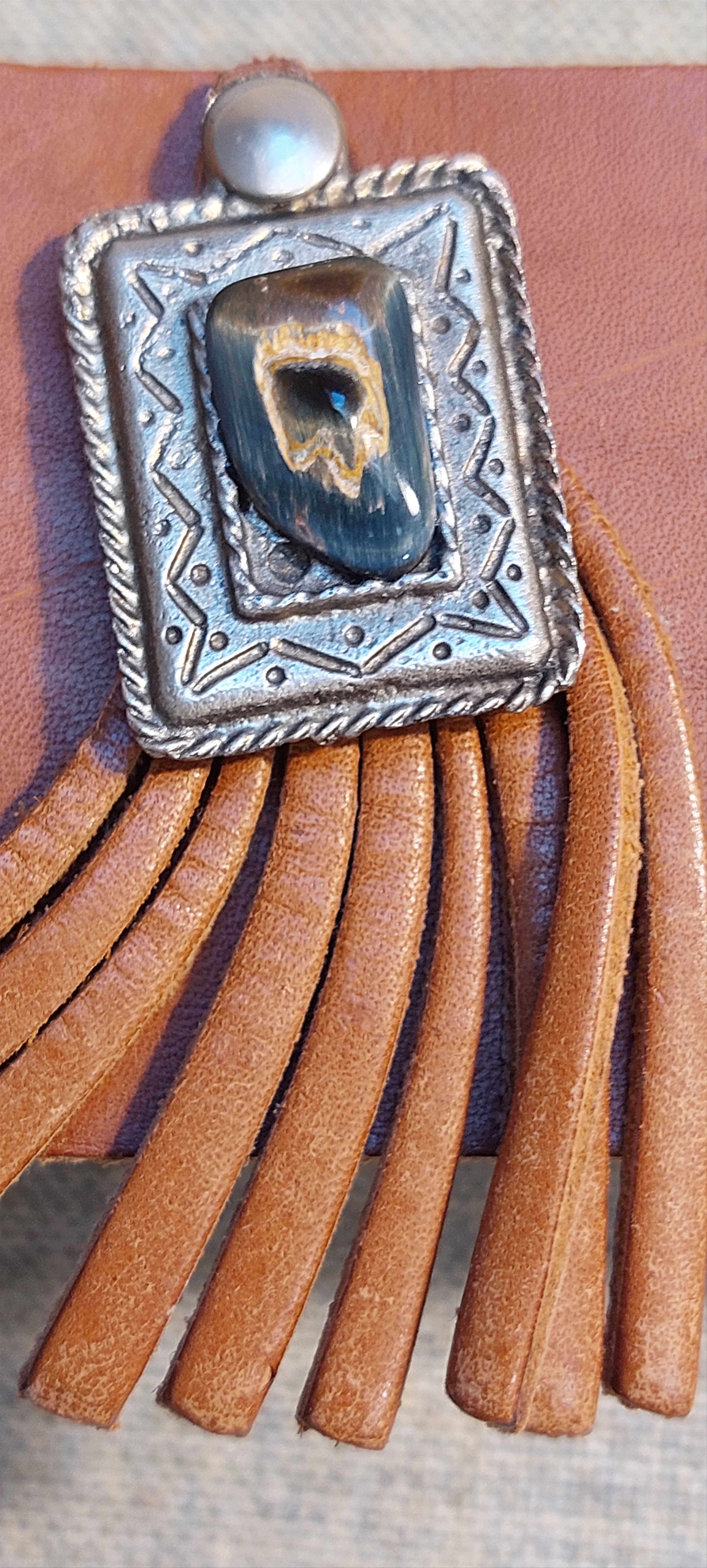 Vintage Vintage Western Leather Belt w/ Turquoise Conchos Size ONE SIZE - 7 Thumbnail