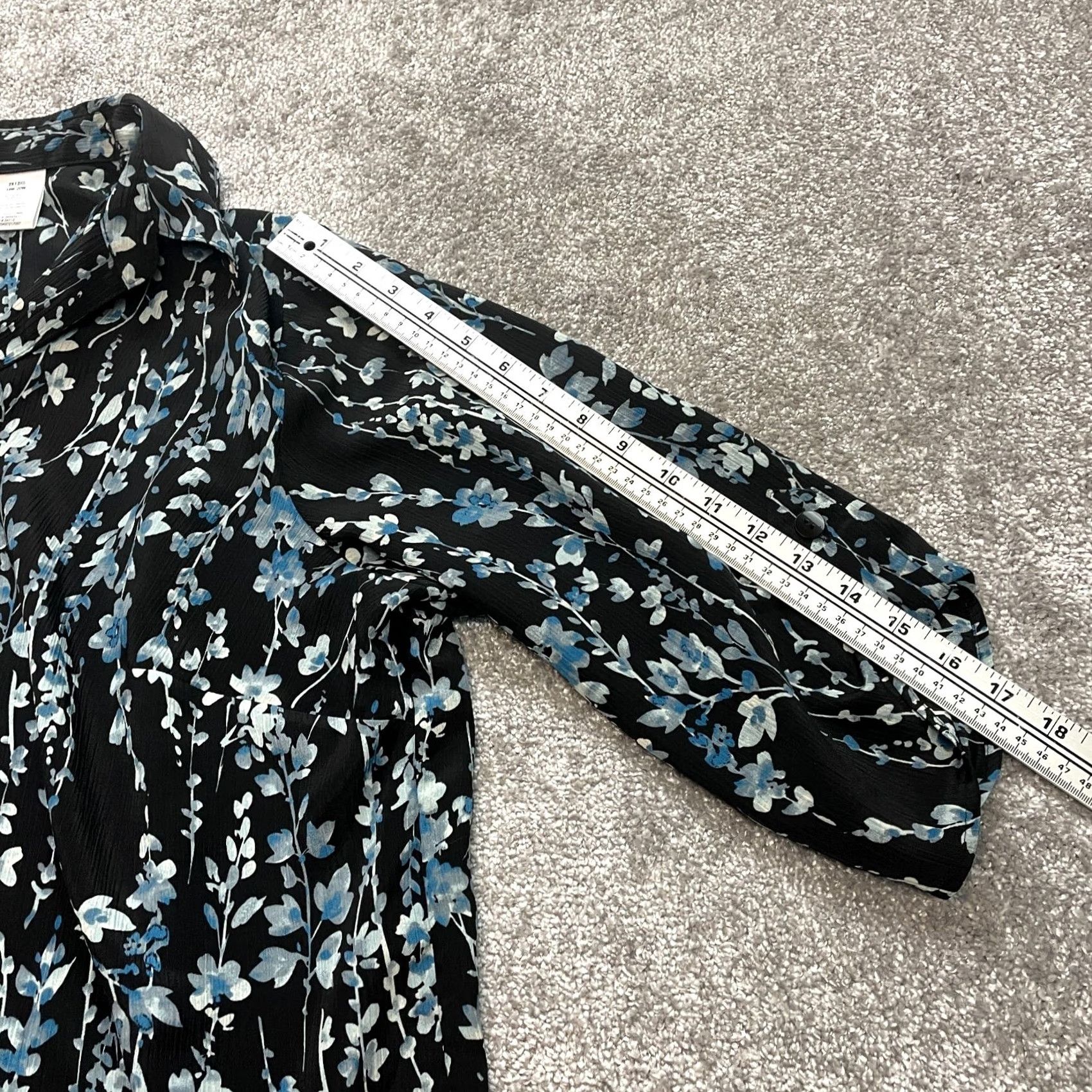 Vintage JMS Just My Size Button Up Shirt Womens 2X 18W-20W Black Blue Floral Top Shirt Size XXL / US 16-18 / IT 52-54 - 4 Thumbnail