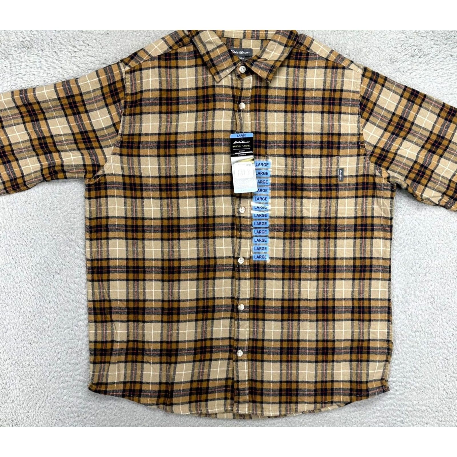 Eddie Bauer VINTAGE Eddie Bauer Shirt Mens Large Tan Plaid Bristol Flannel Button Up Long Sleeve NEW Size US L / EU 52-54 / 3 - 2 Thumbnail