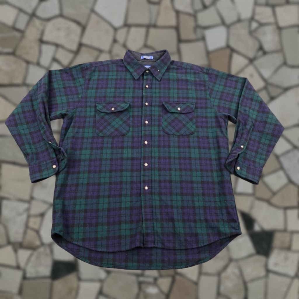 Pendleton VINTAGE Pendleton Field Shirt Men XL Green Blue Plaid Wool Flannel Button-Up with Pockets Casual Workwear Outdoors Size US XL / EU 56 / 4 - 1 Thumbnail