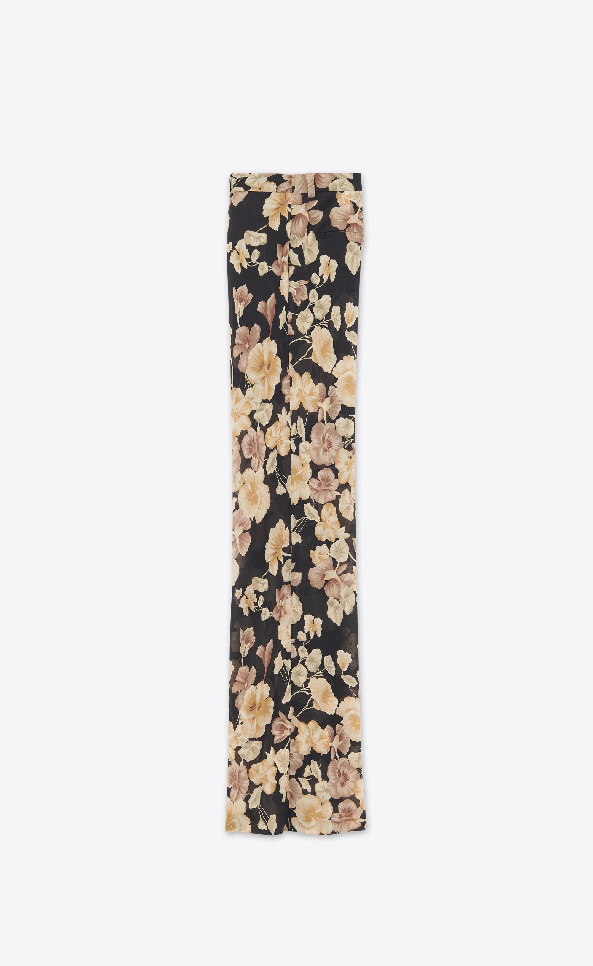 Saint Laurent Paris o1s1wg110125 746612 Flared Pant Floral Silk Georgette Size 27" / US 4 / IT 40 - 2 Thumbnail