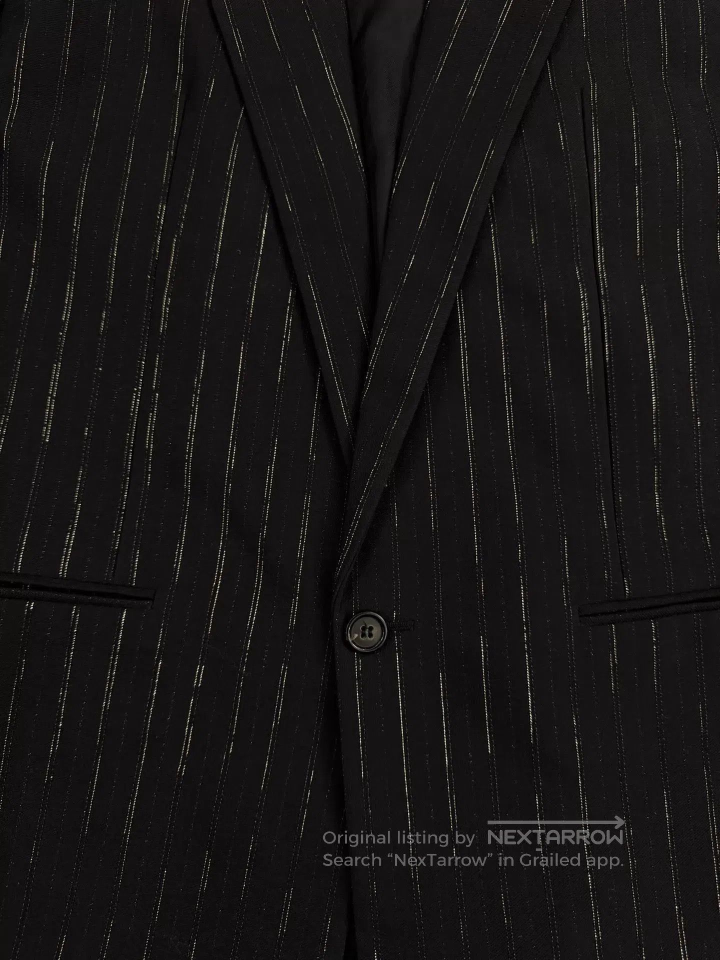 Saint Laurent Paris Black Pinstriped Single. Size US L / EU 52-54 / 3 - 4 Thumbnail