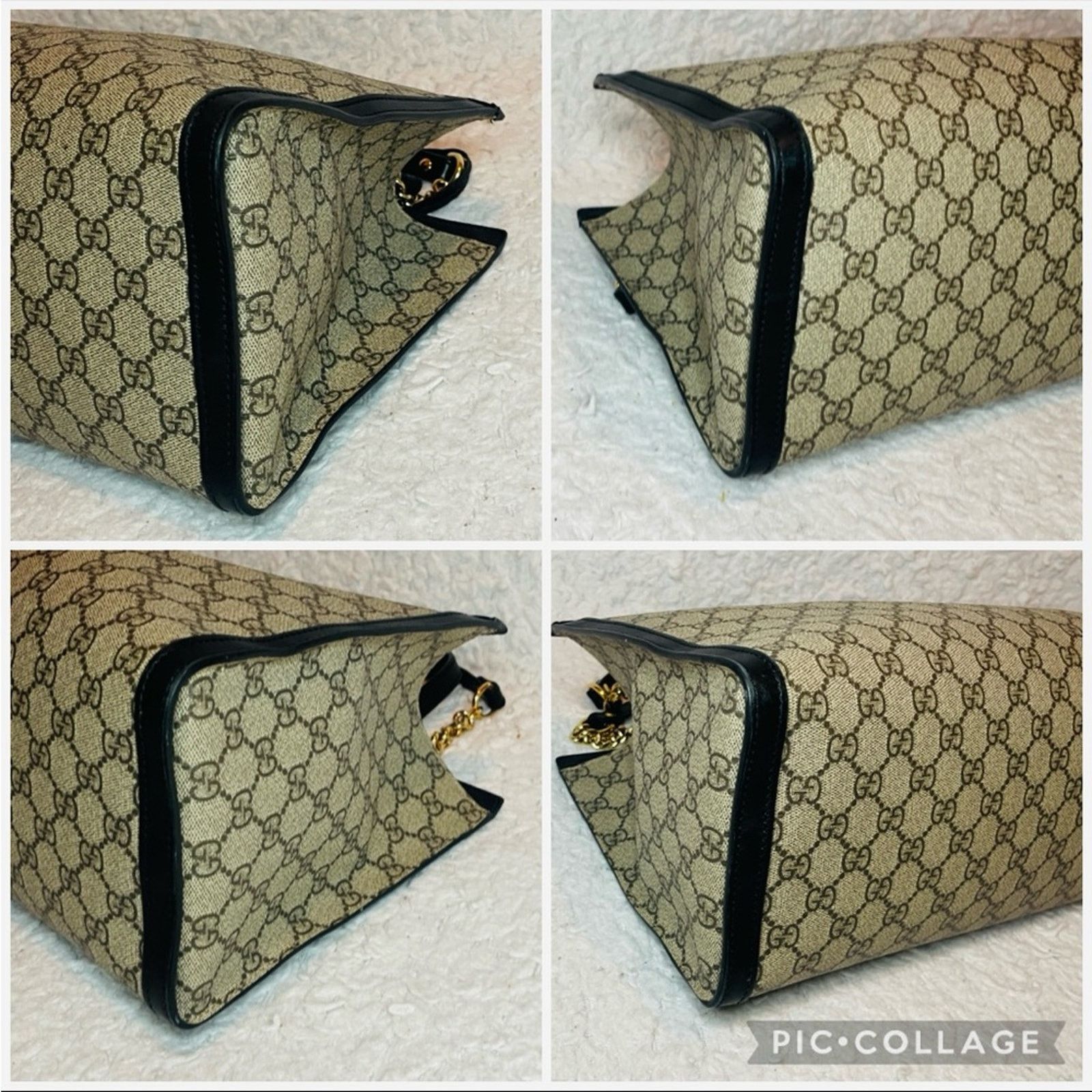 Gucci Gucci Padlock GG Supreme Medium Tote Beige Black Size ONE SIZE - 12 Thumbnail