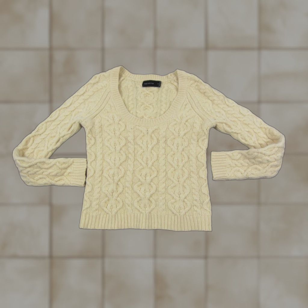Vintage VINTAGE The Limited Sweater Women's M Yellow Angora Wool Cable-Knit 90s Classic Cozy Pullover Shirt/Top Size M / US 6-8 / IT 42-44 - 1 Thumbnail