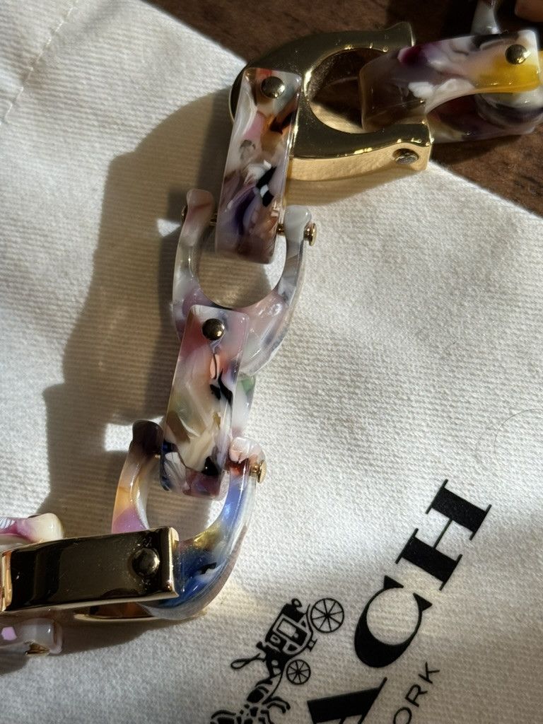 Coach COACH C Link Multicolor Resin Chunky Necklace Gold Tone Size ONE SIZE - 4 Thumbnail
