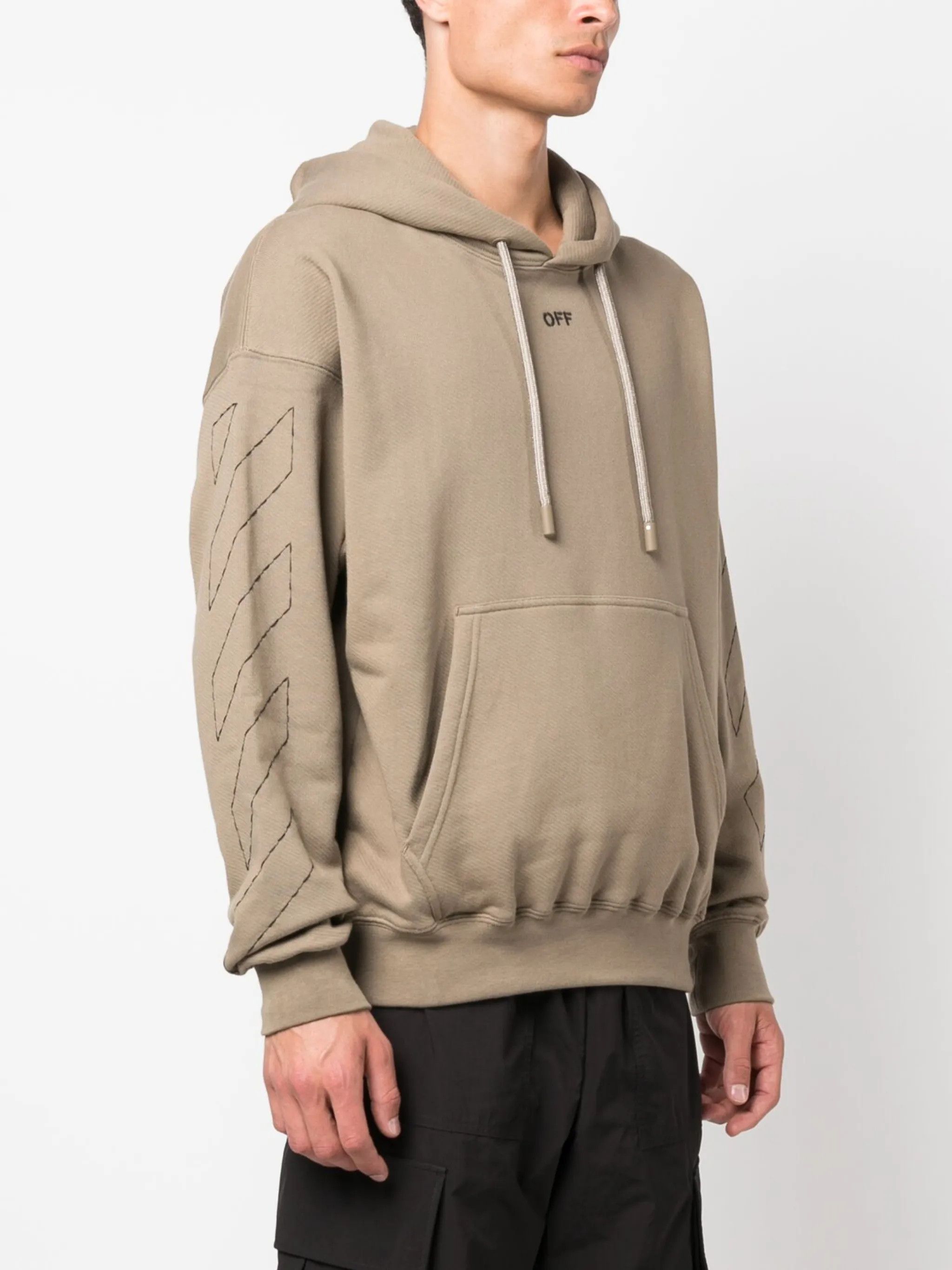 Off-White o1y0325 Logo Hoodie in Beige Size US L / EU 52-54 / 3 - 3 Thumbnail