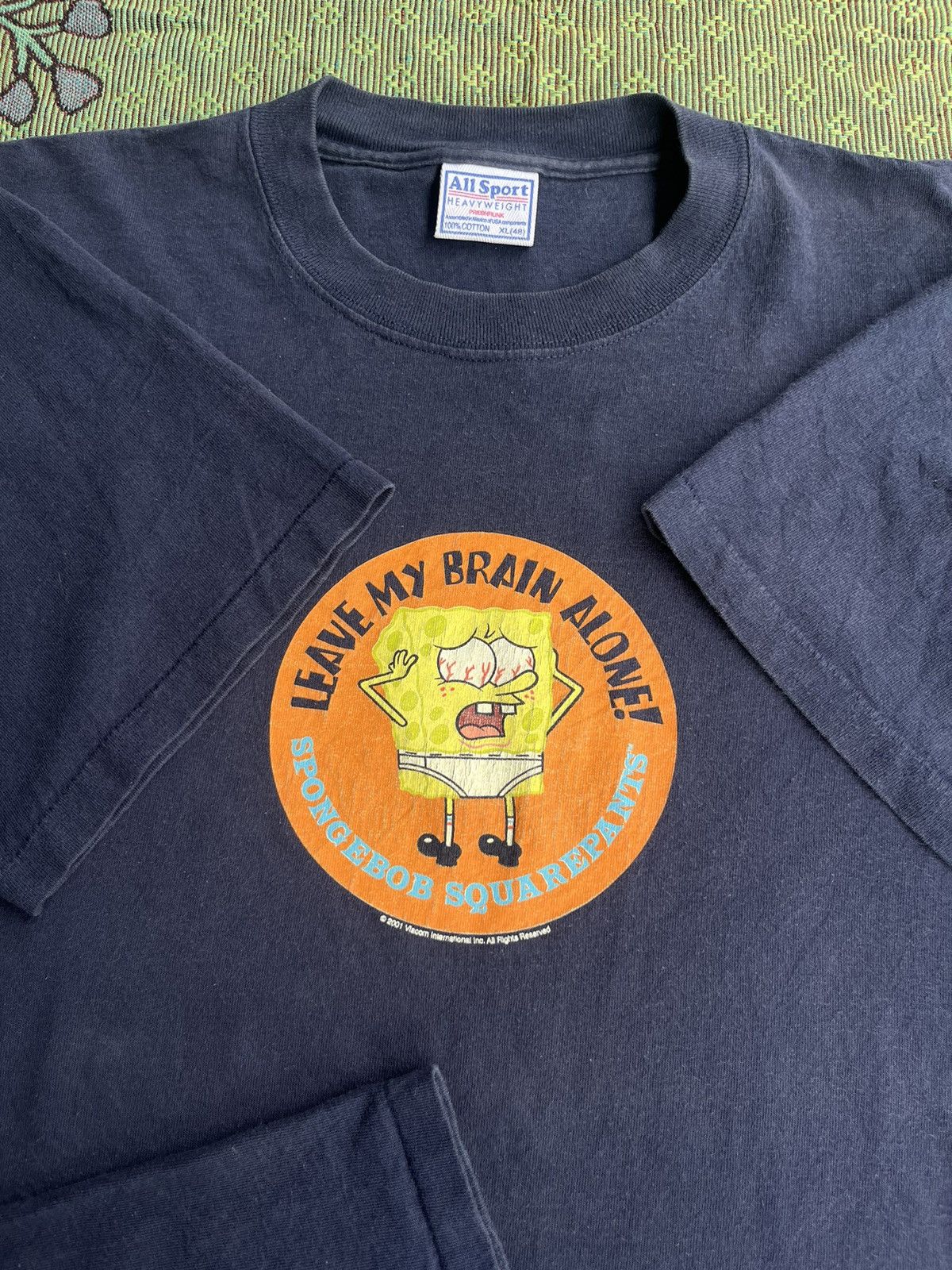 Vintage Vintage SPONGEBOB Leave My Brain Alone! 2001’s T-shirt Size US XL / EU 56 / 4 - 7 Thumbnail