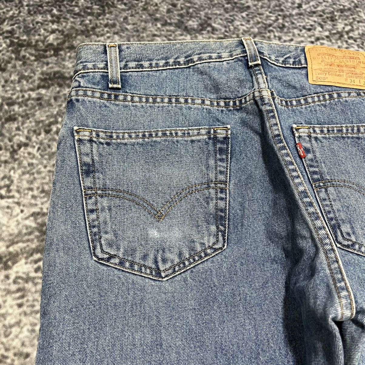 Levi's VINTAGE 90s LEVI'S 505 REGULAR FIT STRAIGHT LEG BLUE JEANS Size US 34 / EU 50 - 4 Thumbnail