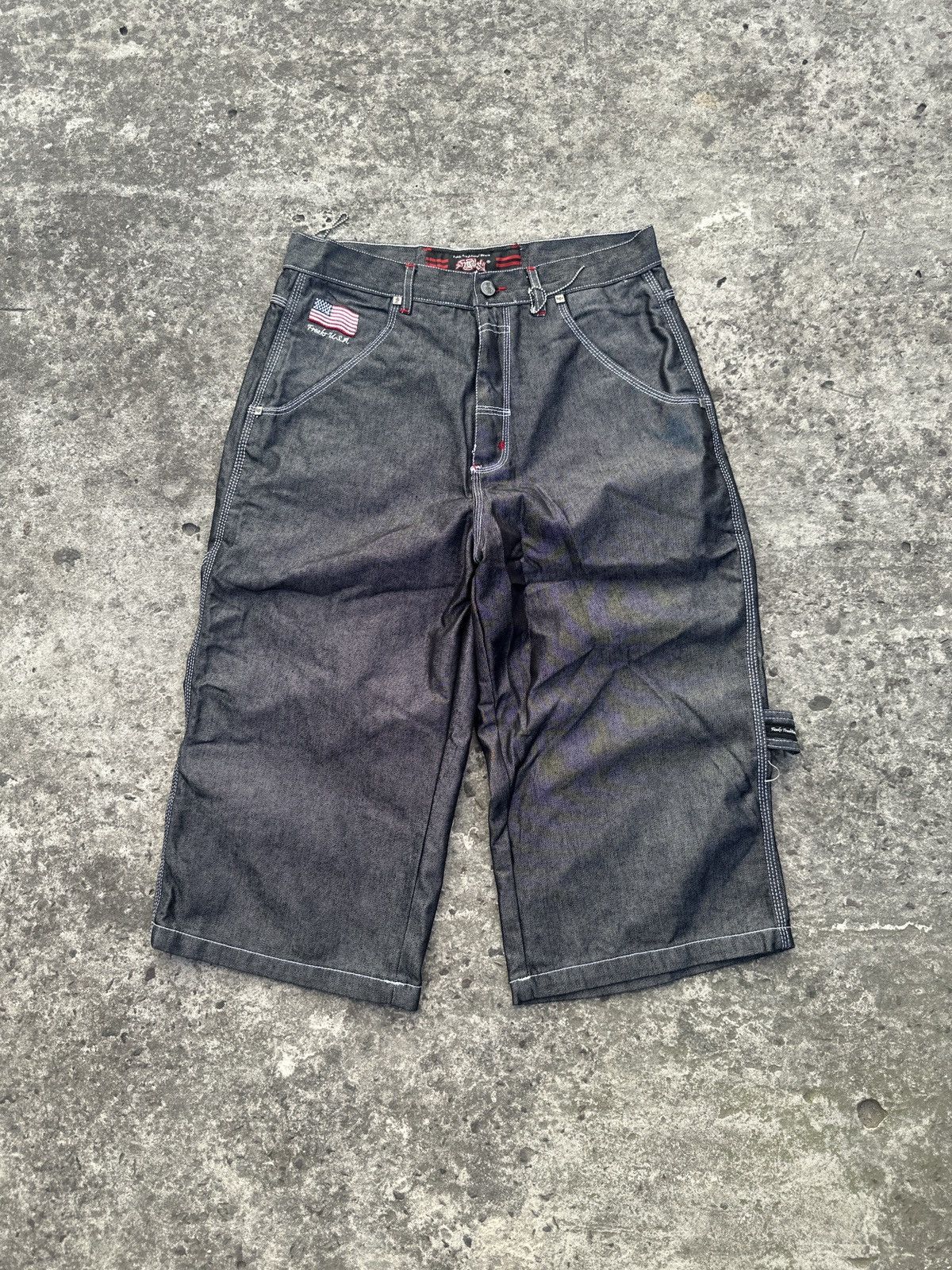 Designer Y2K Vintage Freaks Baggy Denim Shorts Streetwear Rare USA L Size US 34 / EU 50 - 5 Thumbnail