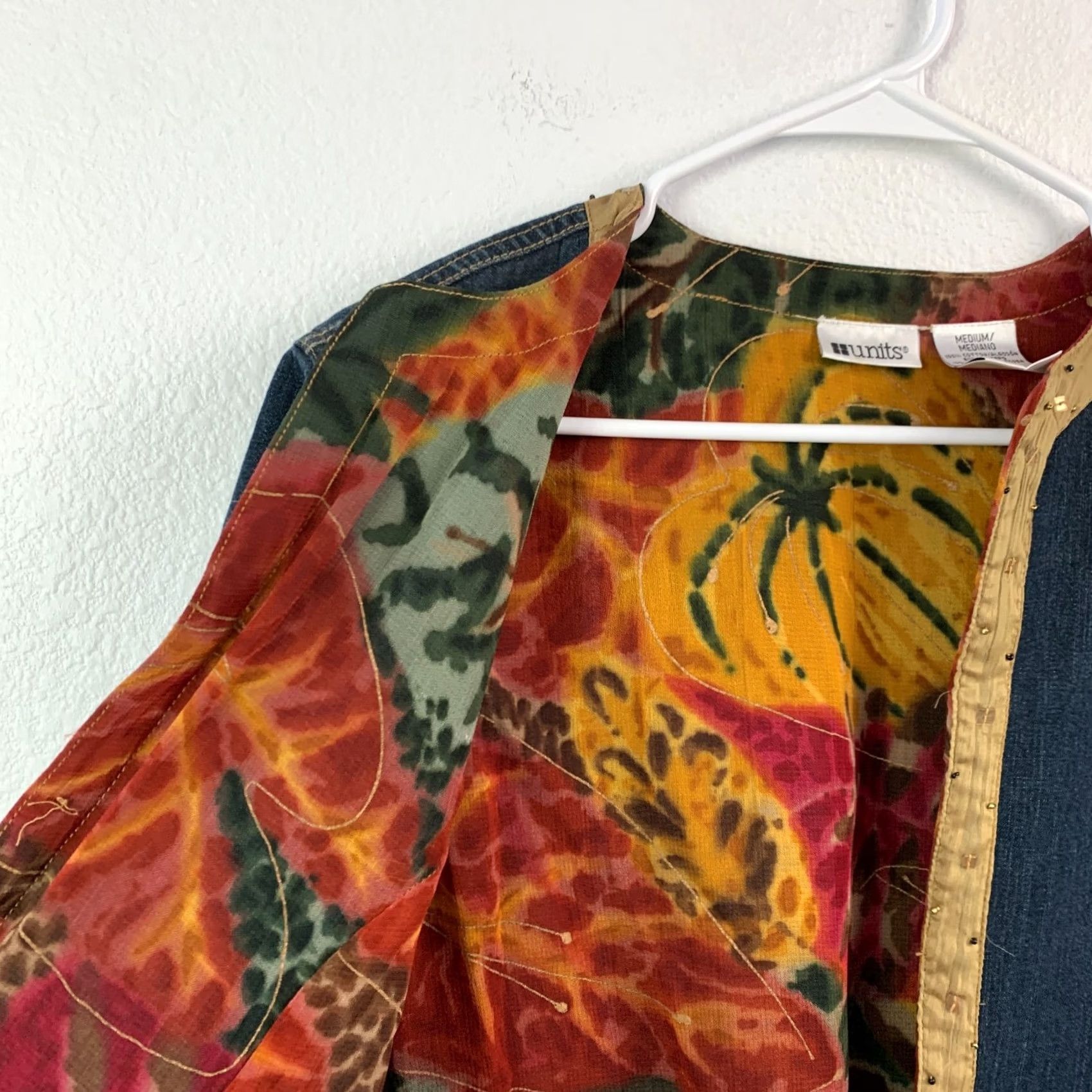 Vintage VINTAGE Units Denim Floral Lined Art To Wear Jacket Womens Medium Size M / US 6-8 / IT 42-44 - 4 Thumbnail