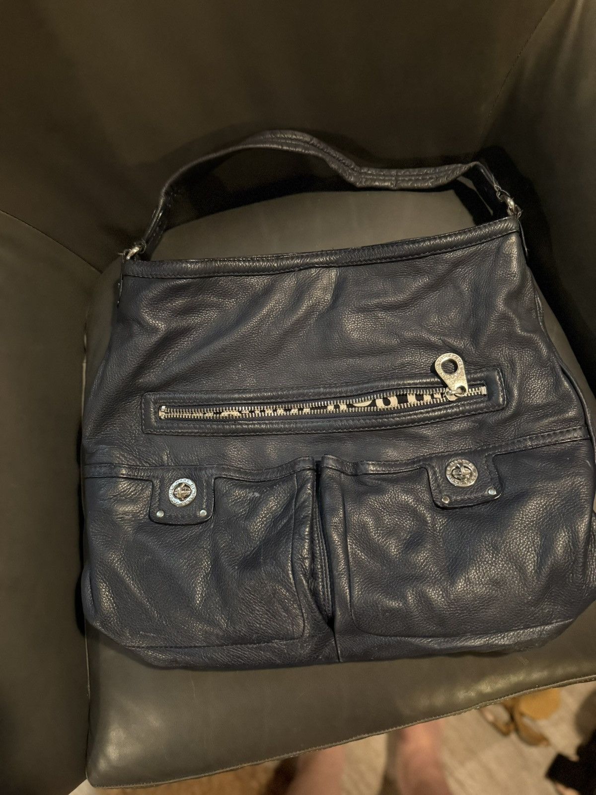 Marc By Marc Jacobs Navy Leather Hobo Bag in Blue, Women's