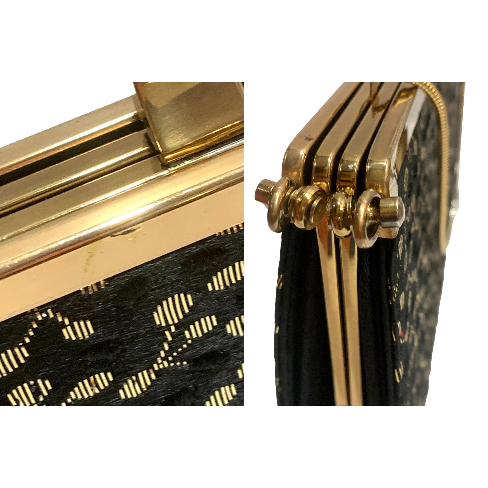 Vintage 60s Black & Gold Convertible Bag | 3 Way Top Handle Handbag Size ONE SIZE - 4 Thumbnail