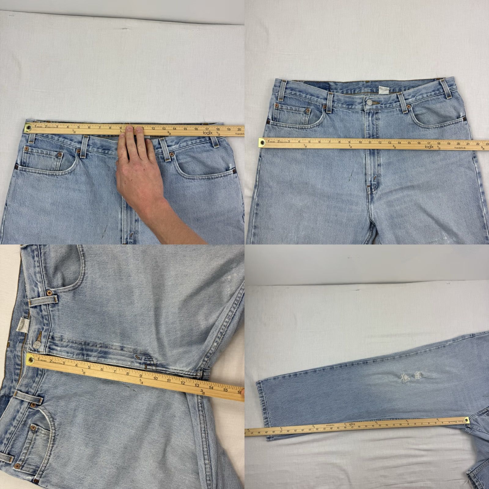 Levi's VINTAGE Levi's 505 Jeans Men Regular 38x30 Blue Cotton Denim Straight 90s Y2K Worn Thrashed Size US 38 / EU 54 - 8 Thumbnail