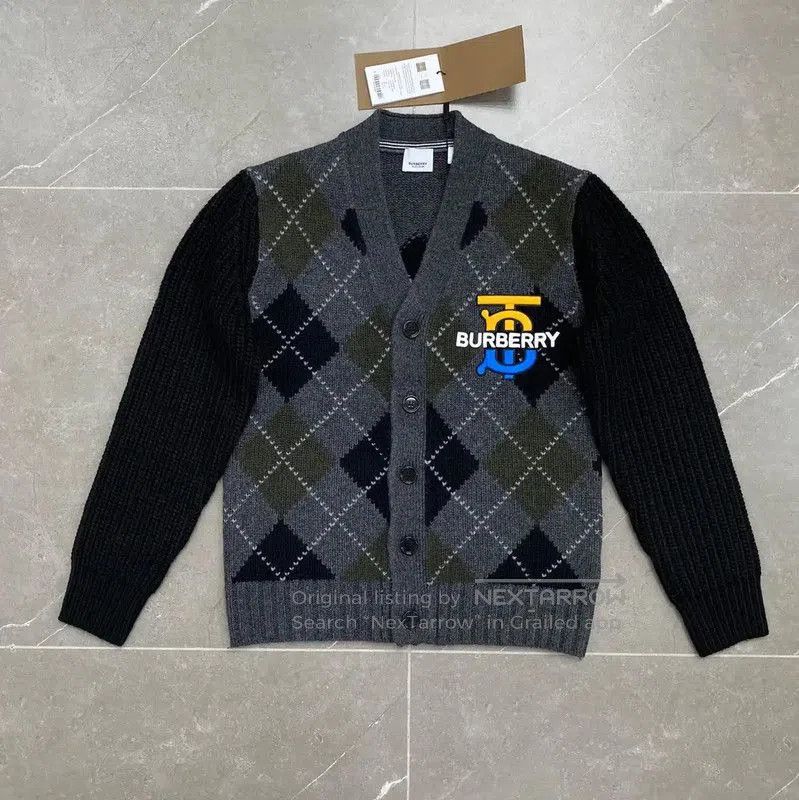 Burberry Burberry Men's Winter Black Gray Cashmere Cardigan. Size US S / EU 44-46 / 1 - 1 Thumbnail